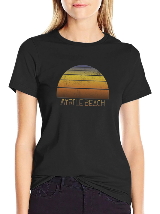 Myrtle Beach Sunset Tee - Retro Style Black T-Shirt