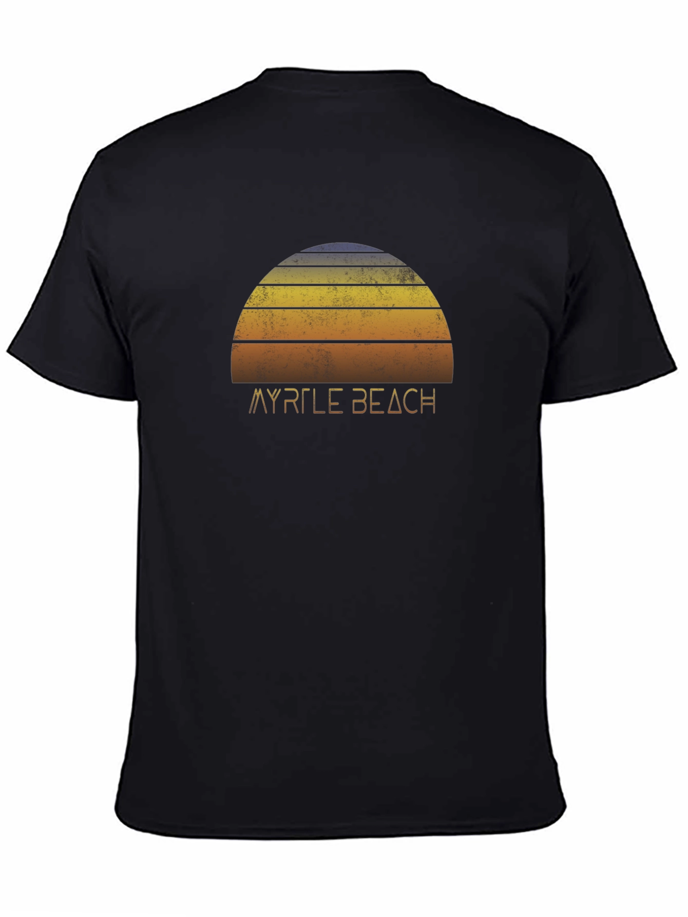Myrtle Beach Sunset Tee - Retro Style Black T-Shirt