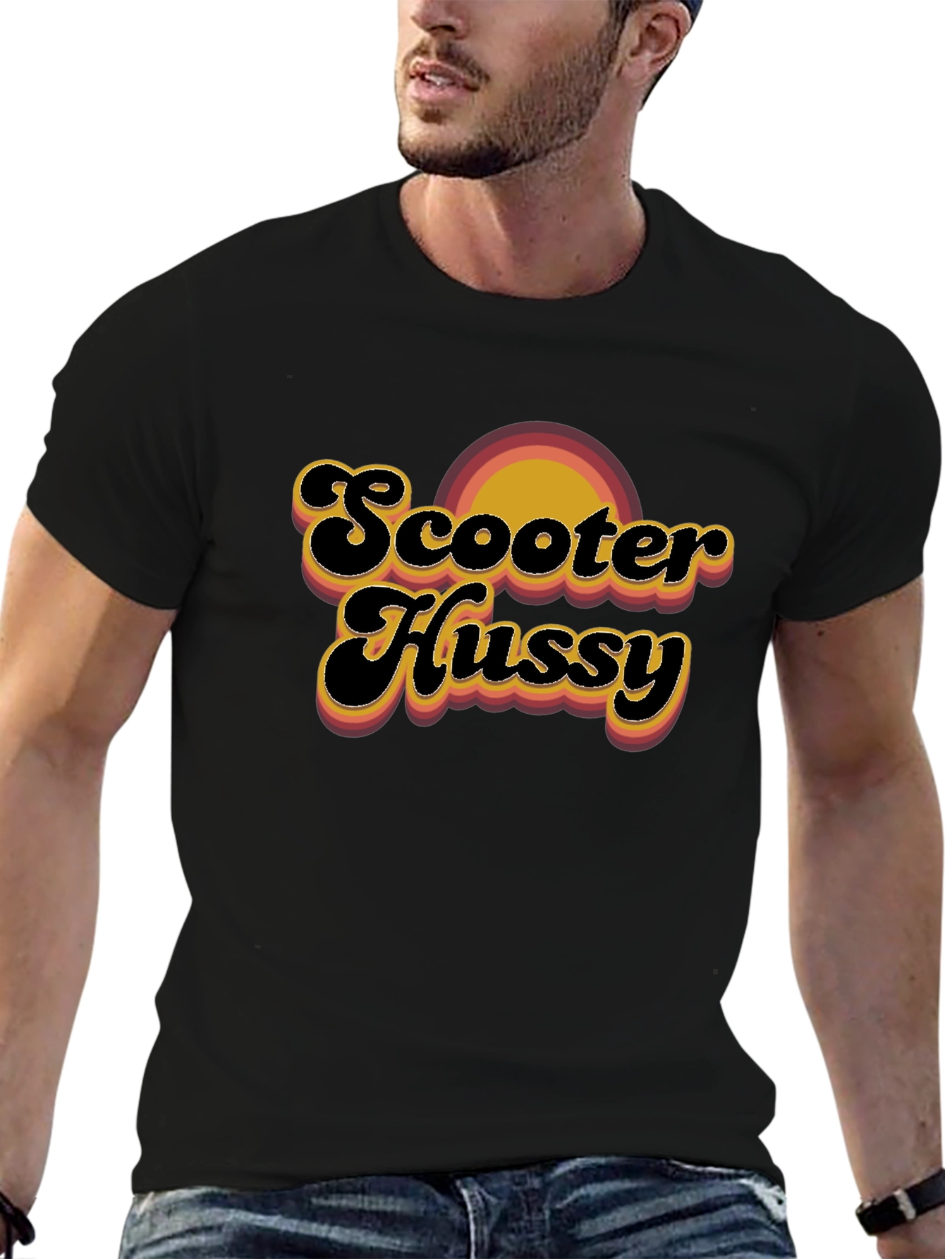 Scooter Hussy Retro T-Shirt - Black