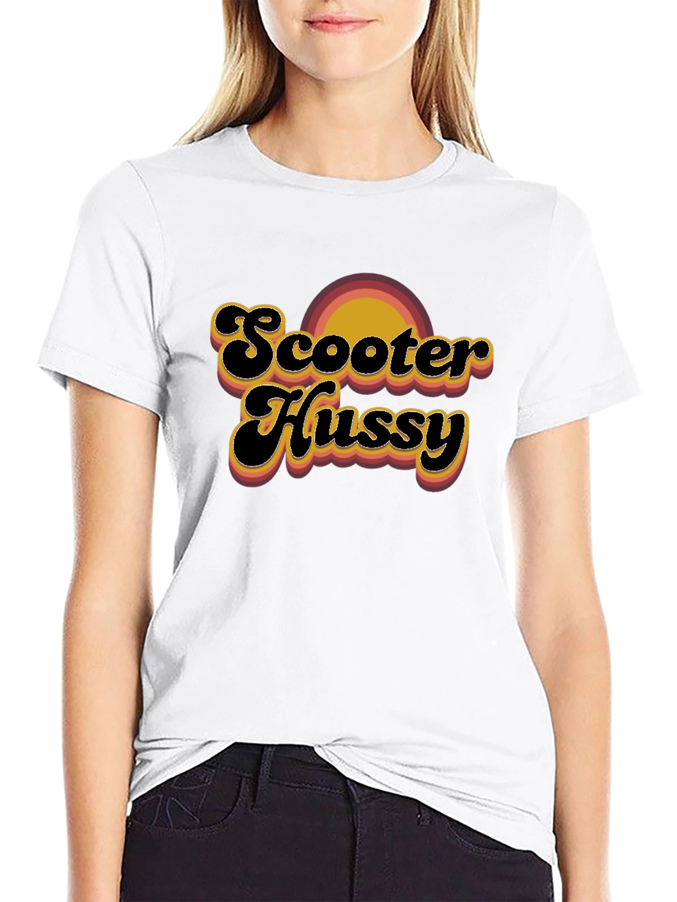 Scooter Hussy Retro T-Shirt - Black