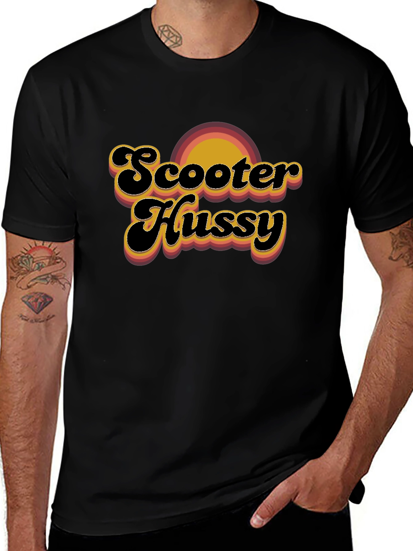Scooter Hussy Retro T-Shirt - Black