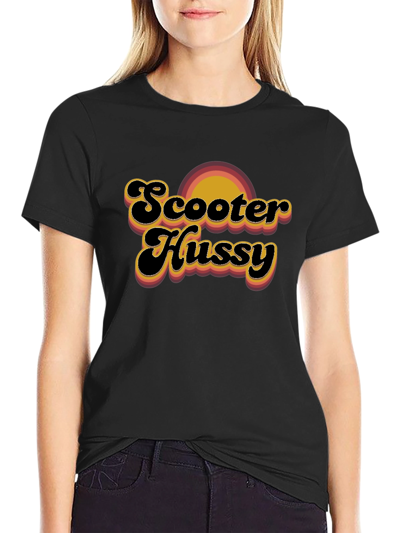 Scooter Hussy Retro T-Shirt - Black