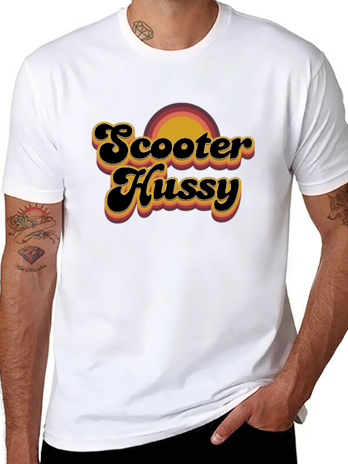 Scooter Hussy Retro T-Shirt - Black