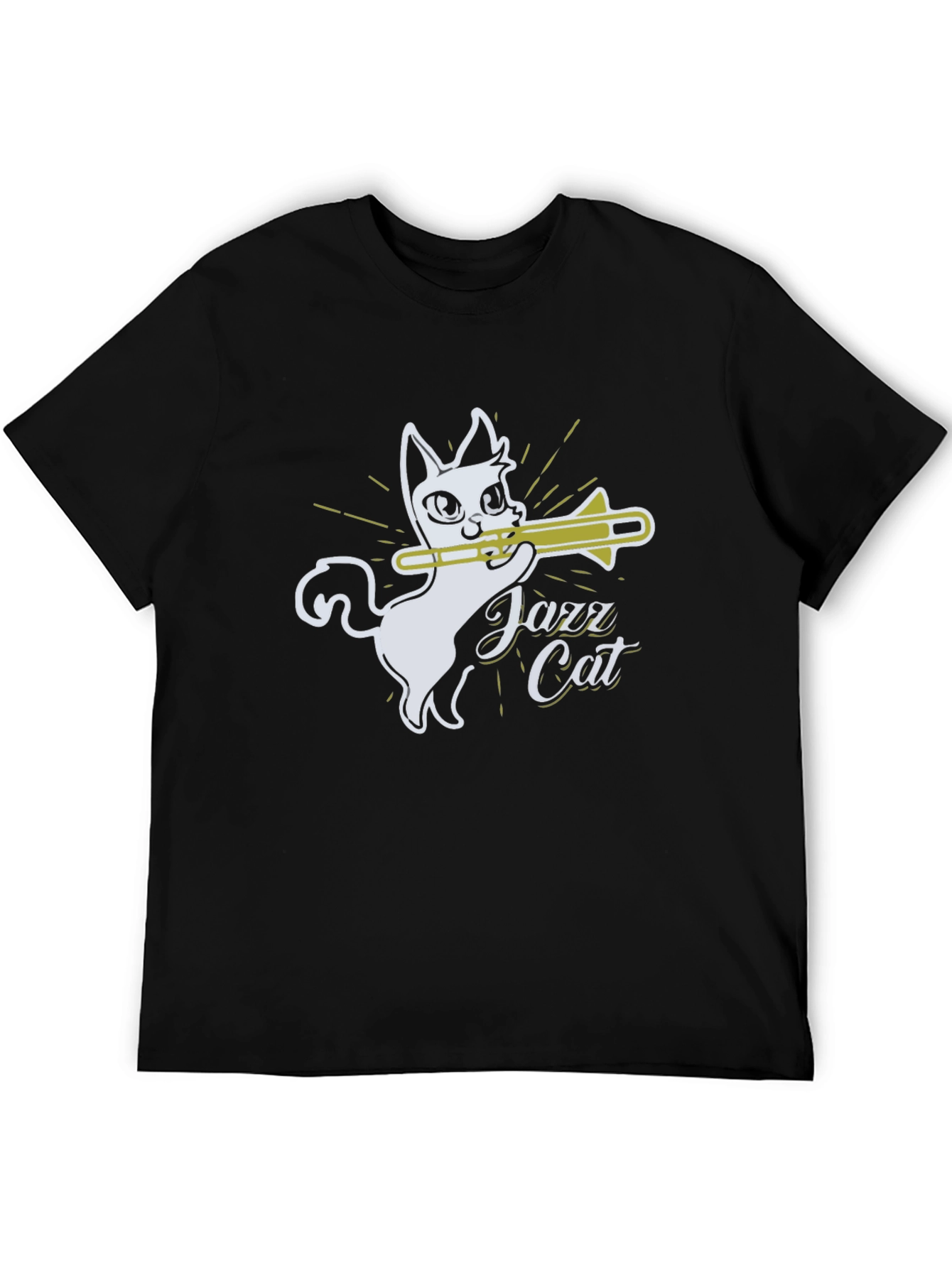 Jazz Cat Trombone Player Graphic T-Shirt