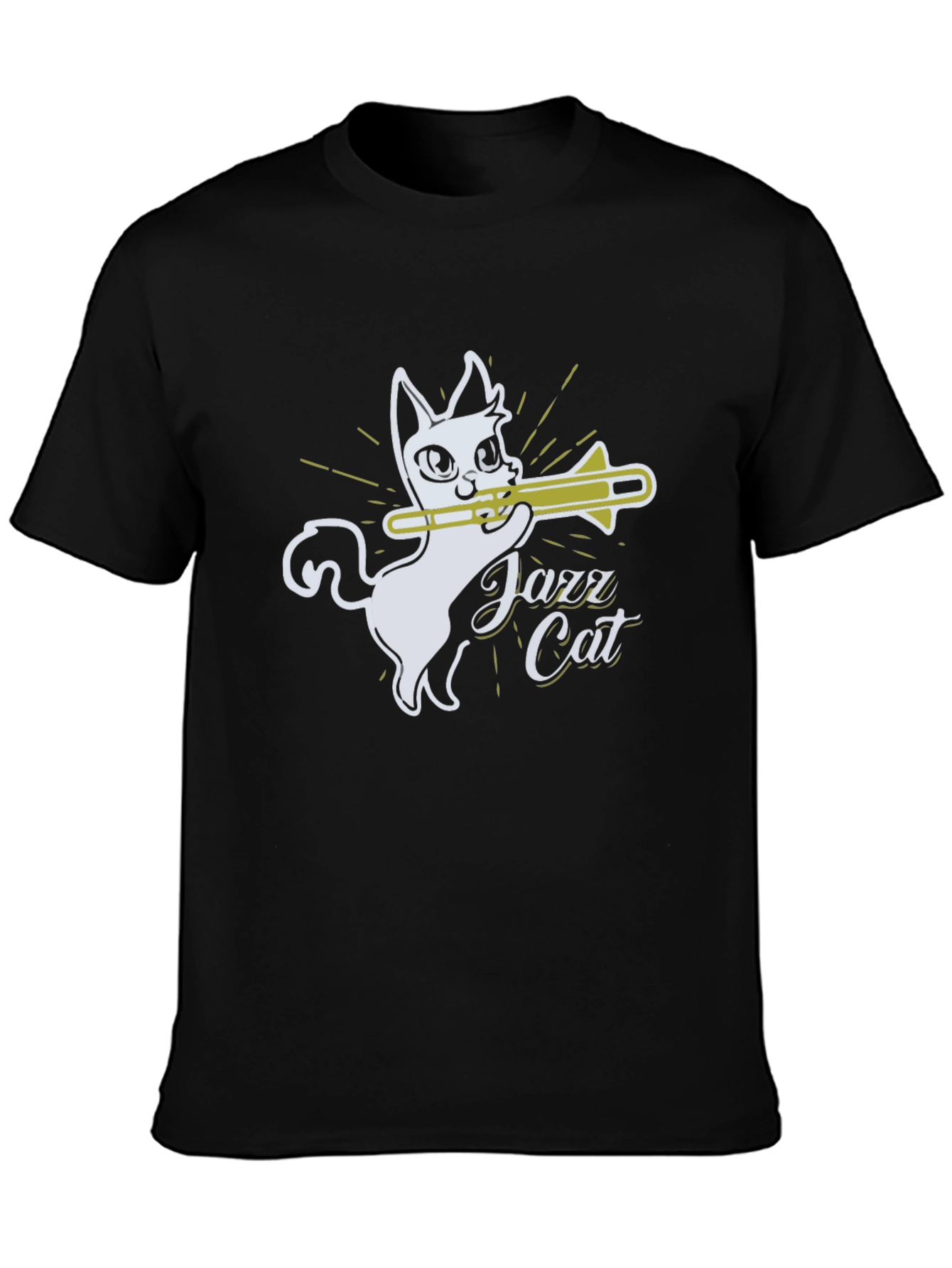Jazz Cat Trombone Player Graphic T-Shirt