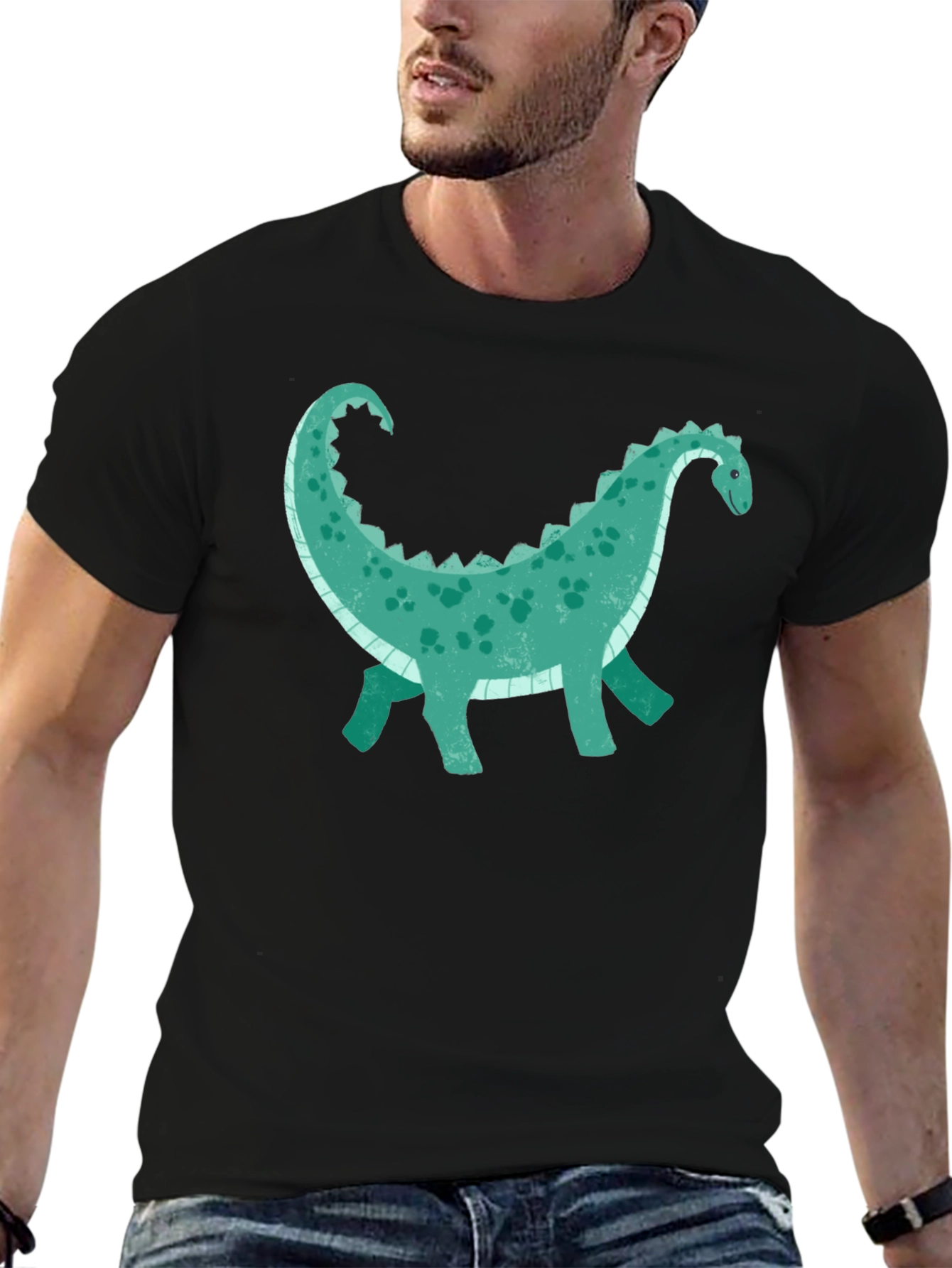 Dinosaur Graphic Tee - Black Cotton Comfort