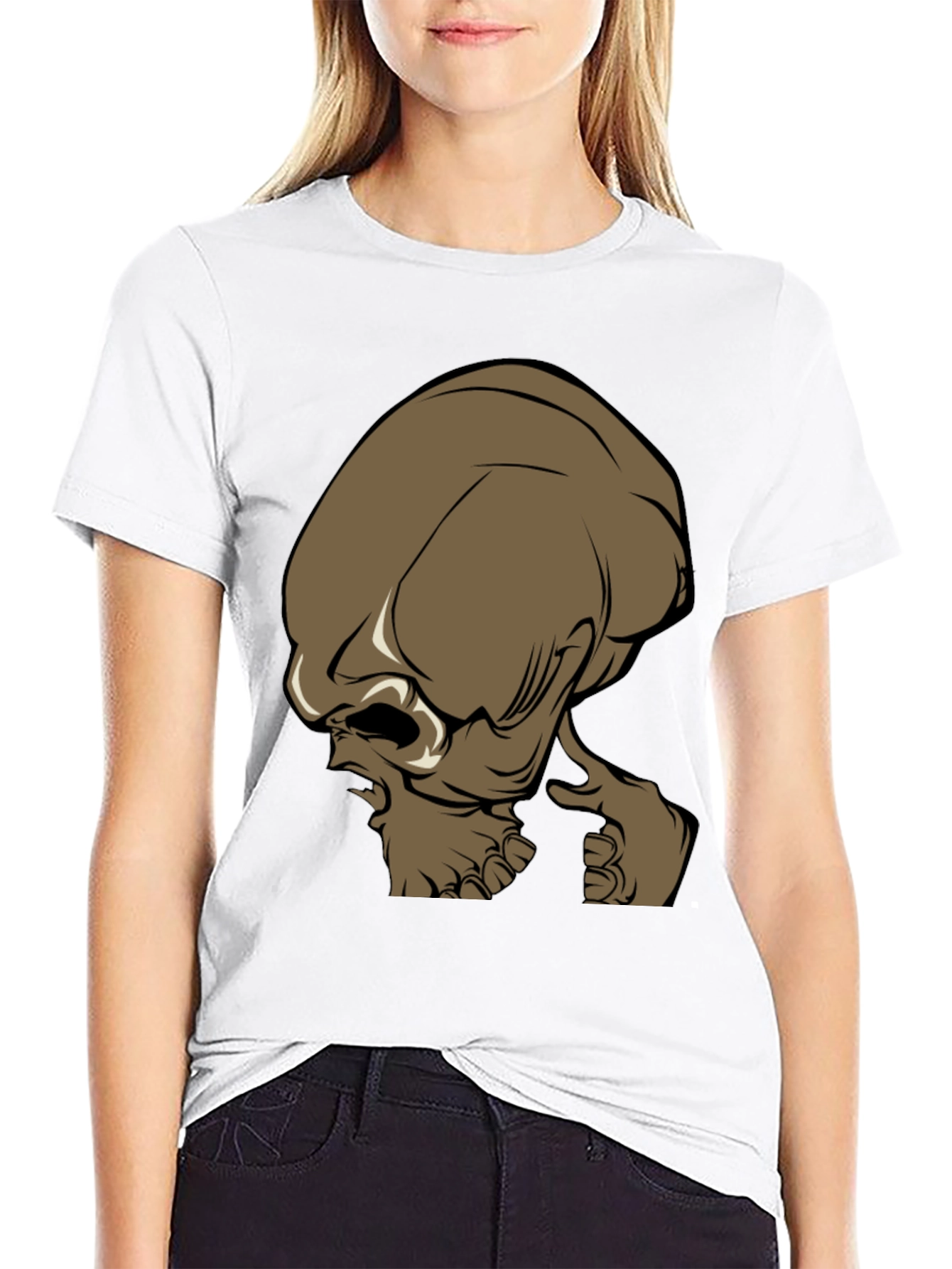 Brown Alien Head Graphic Tee - Mens Black T-Shirt