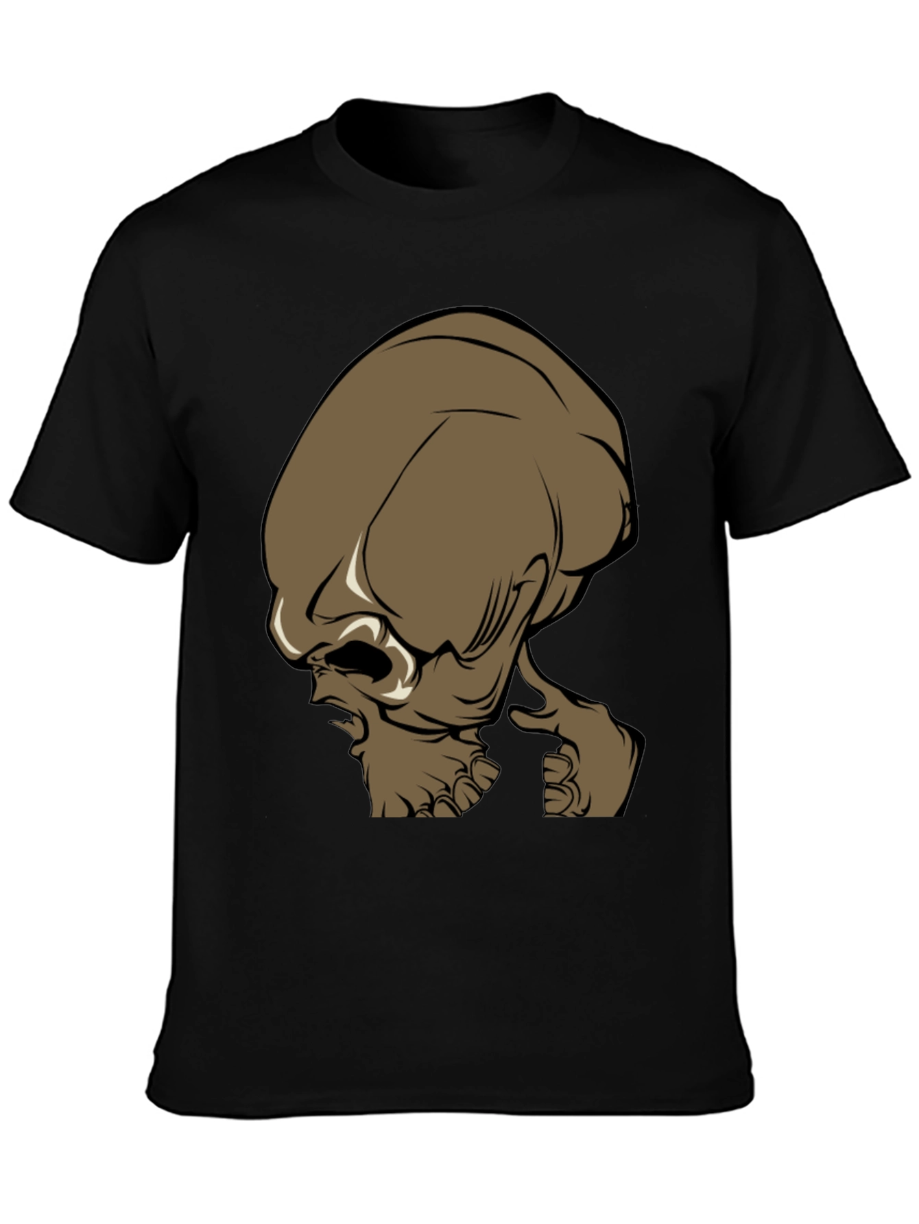 Brown Alien Head Graphic Tee - Mens Black T-Shirt