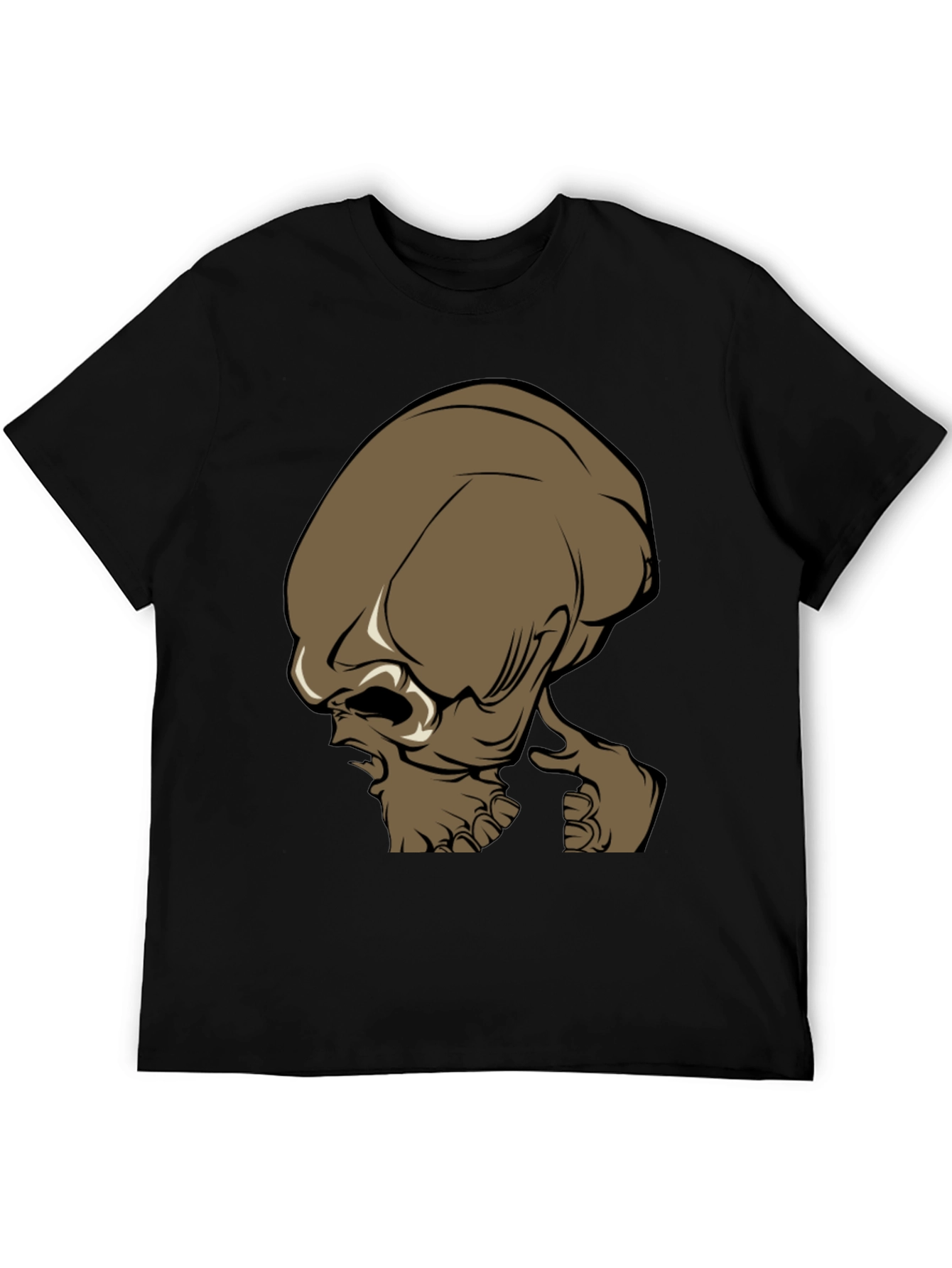 Brown Alien Head Graphic Tee - Mens Black T-Shirt