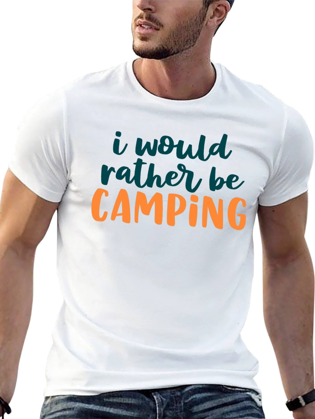 Camping Graphic Tee - Black Crew Neck