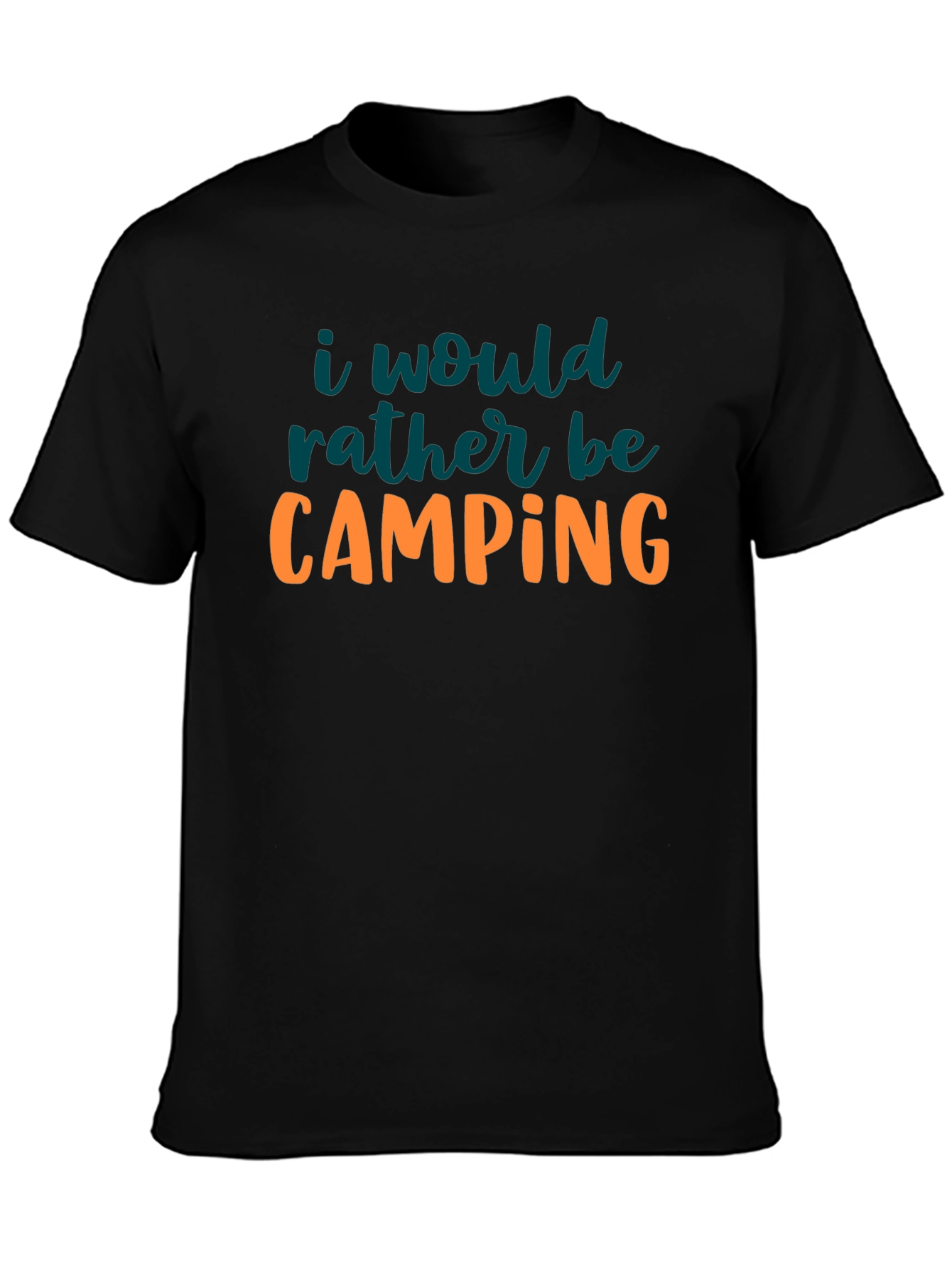 Camping Graphic Tee - Black Crew Neck