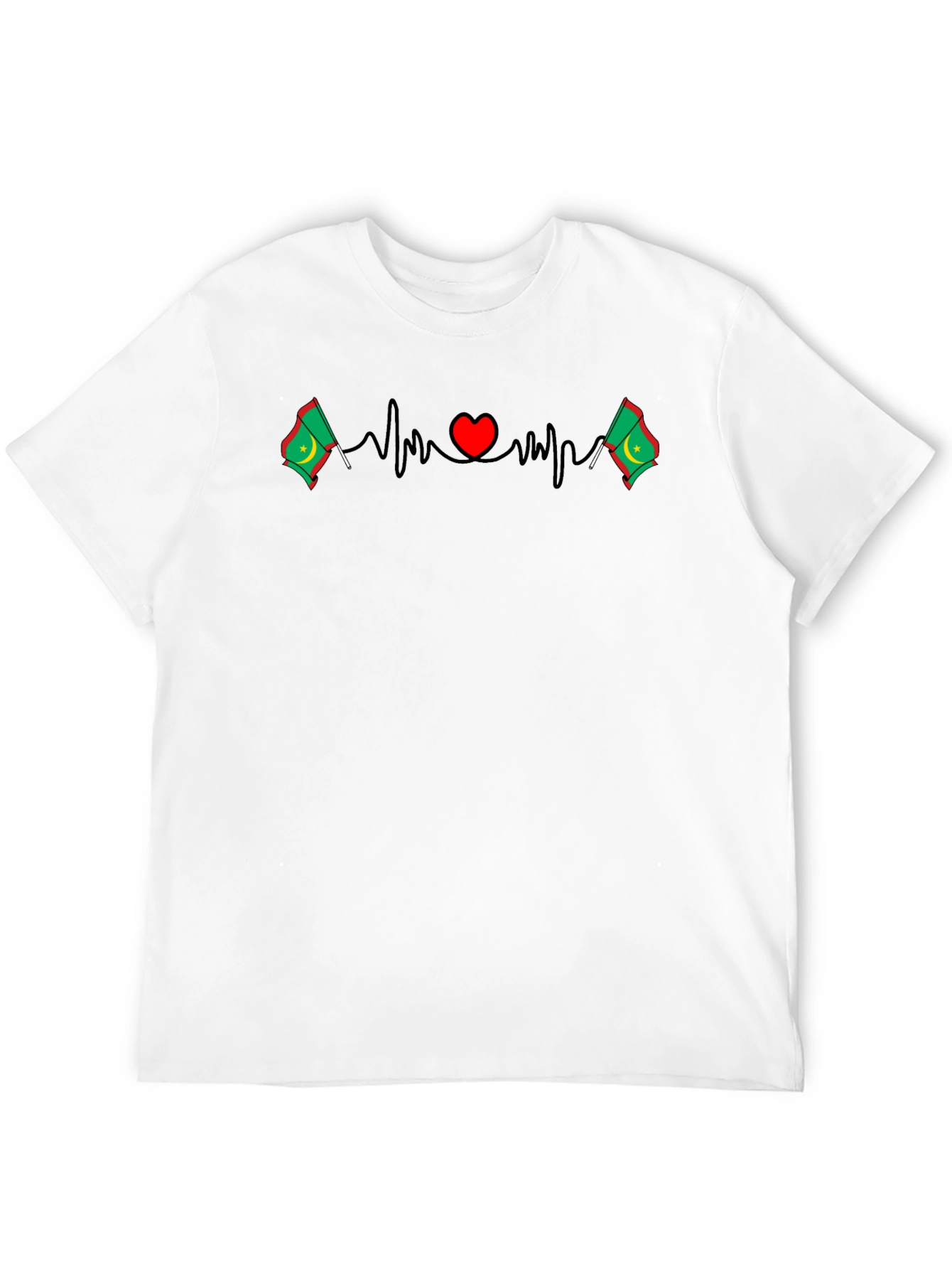 Heartbeat Mauritania Flag T-Shirt - Black