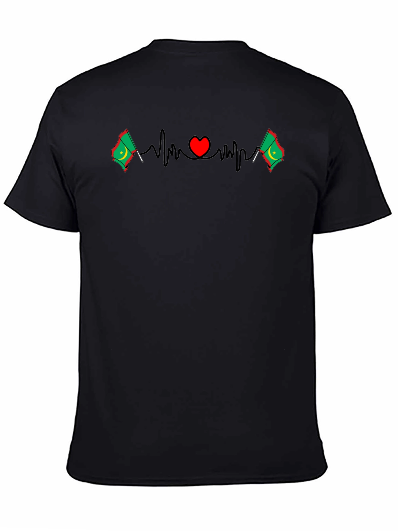 Heartbeat Mauritania Flag T-Shirt - Black