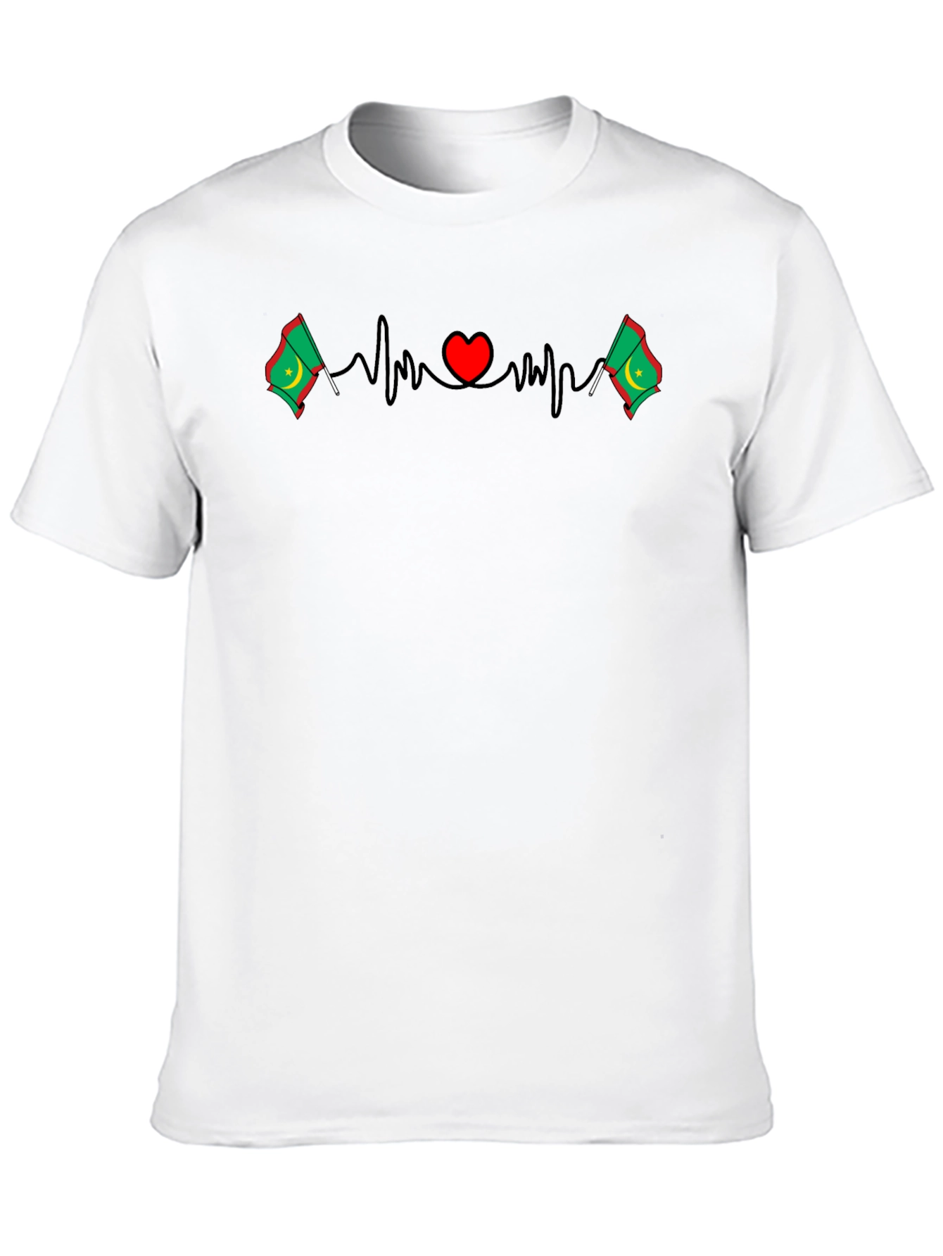 Heartbeat Mauritania Flag T-Shirt - Black