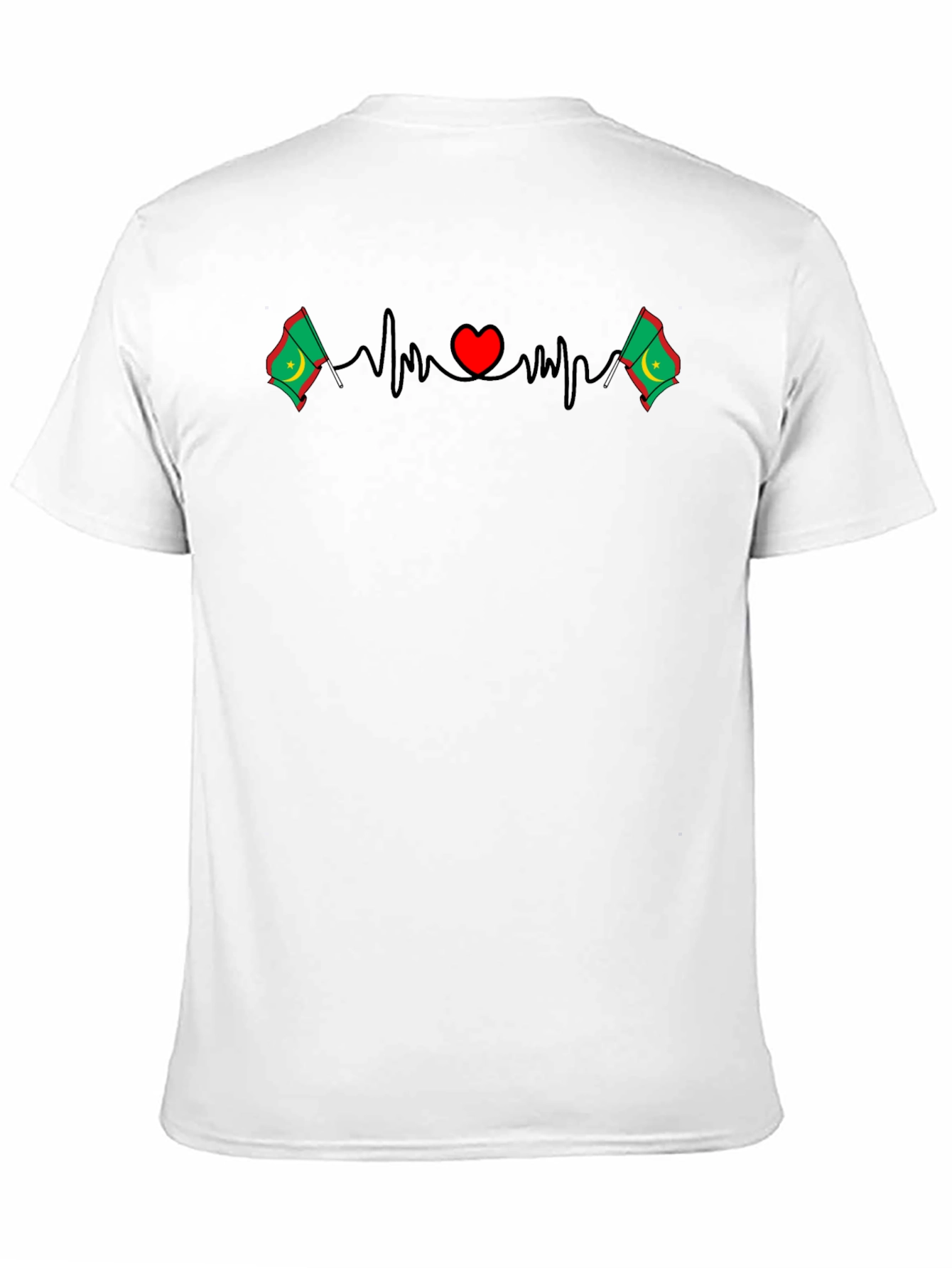 Heartbeat Mauritania Flag T-Shirt - Black