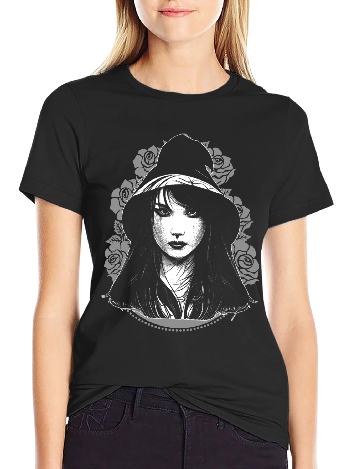 Gothic Witch Tee - Black Graphic T-Shirt