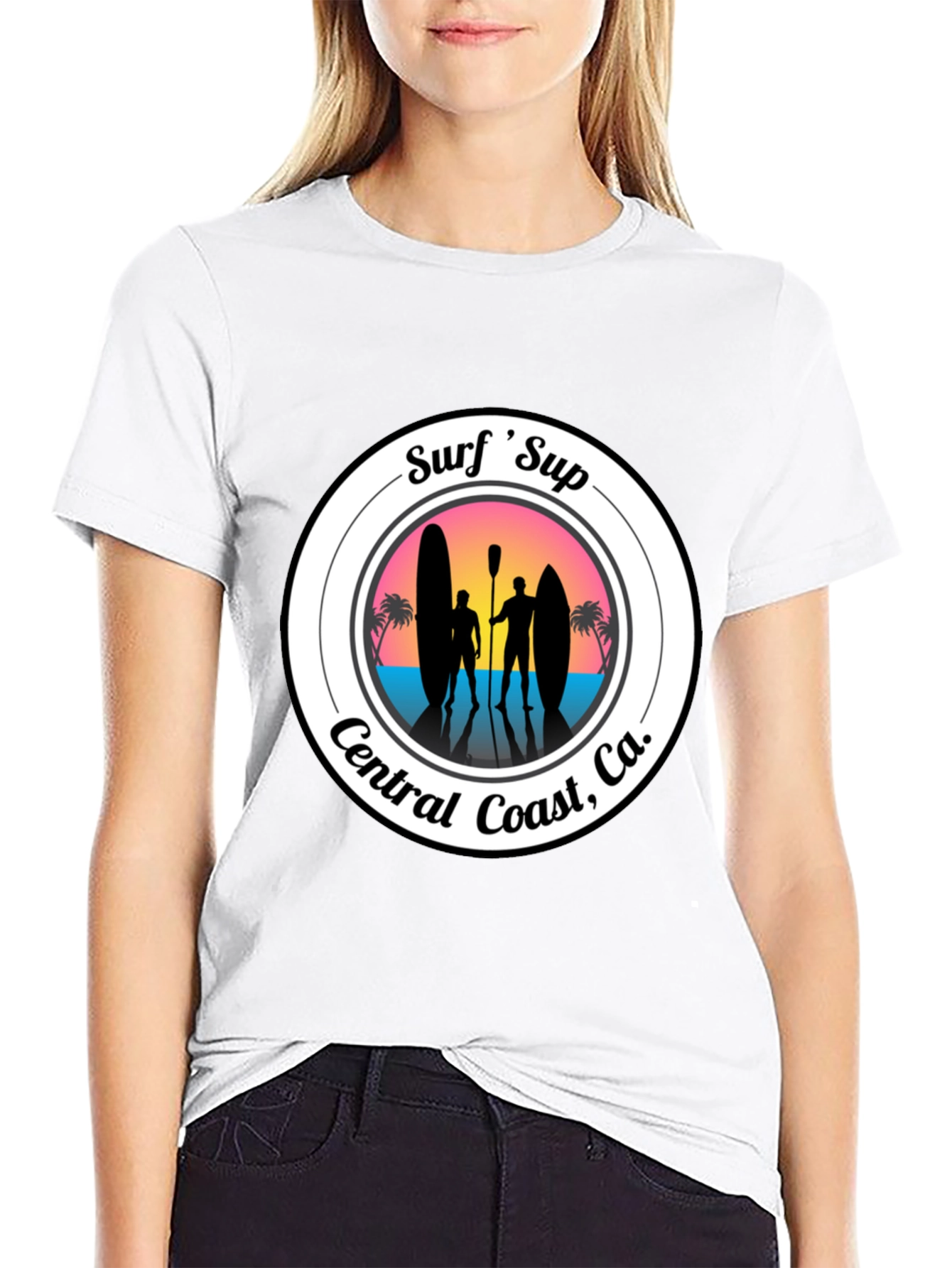 Surf Sup Central Coast CA Black T-Shirt