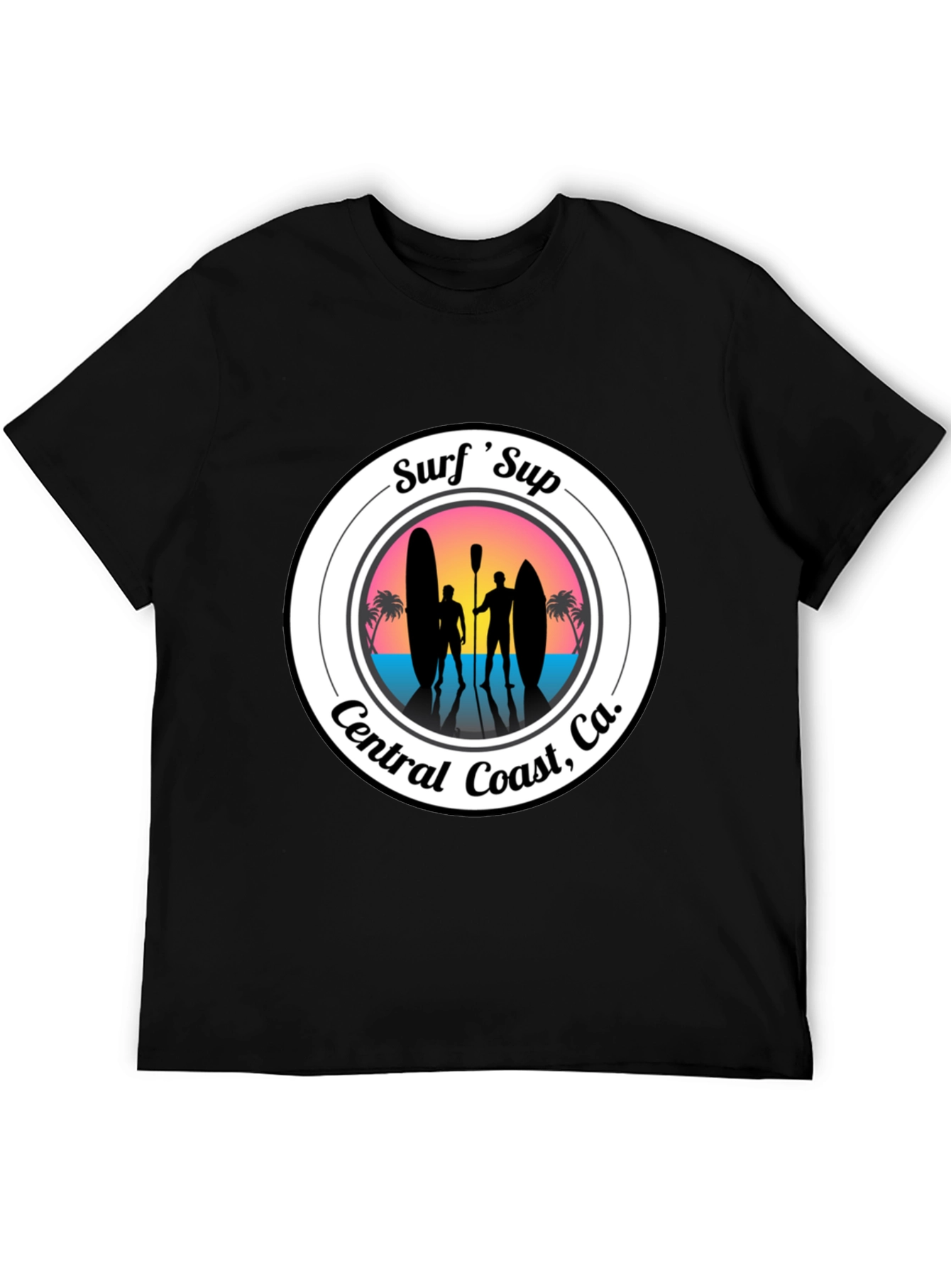 Surf Sup Central Coast CA Black T-Shirt