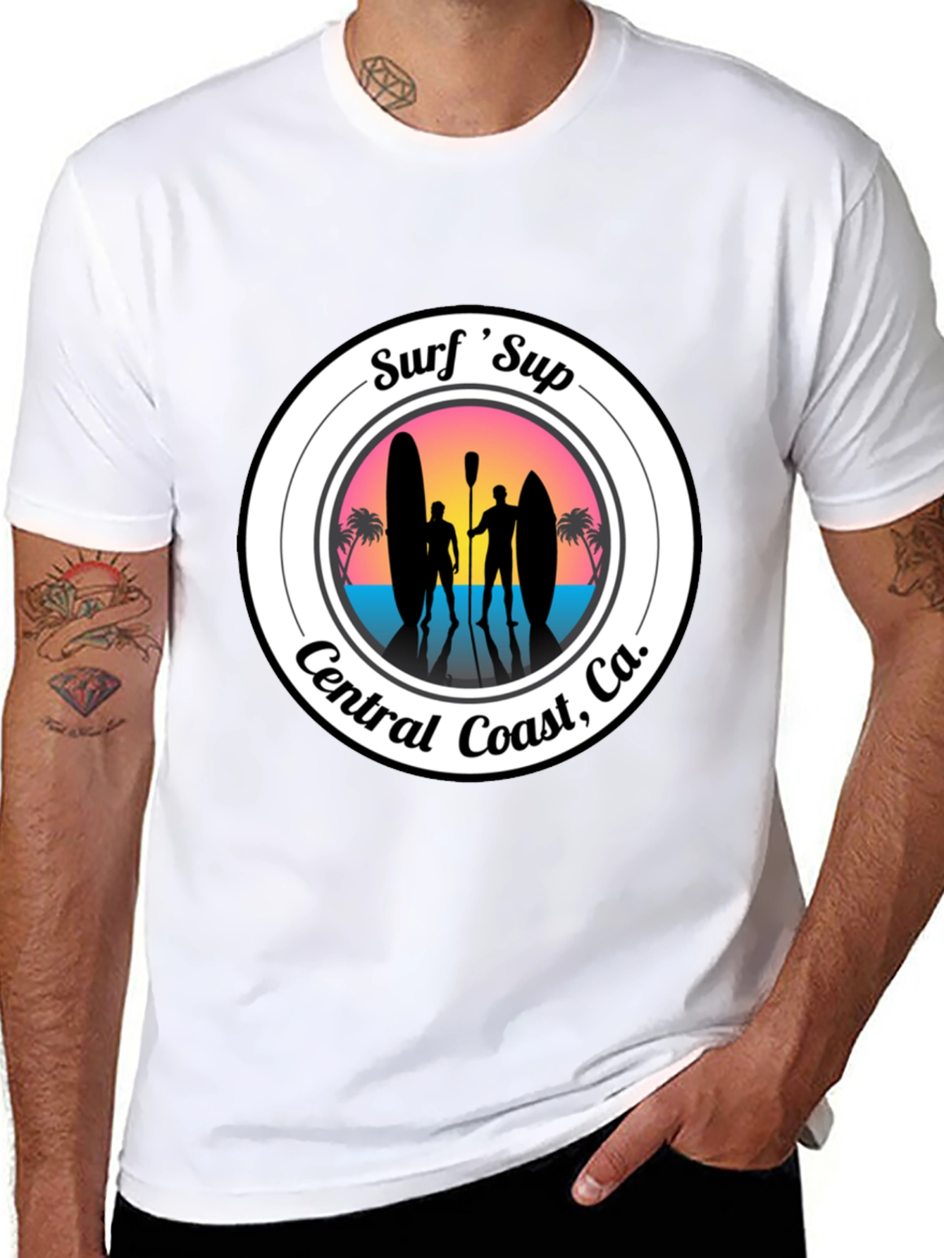 Surf Sup Central Coast CA Black T-Shirt