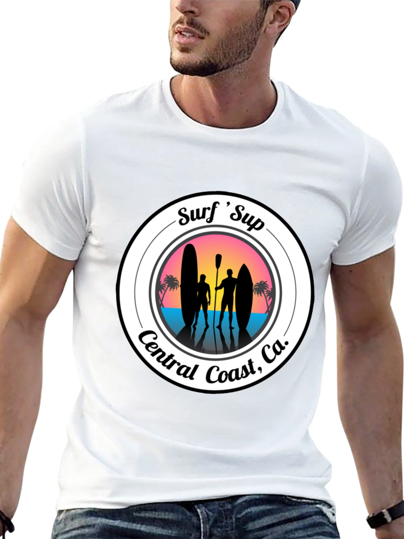 Surf Sup Central Coast CA Black T-Shirt
