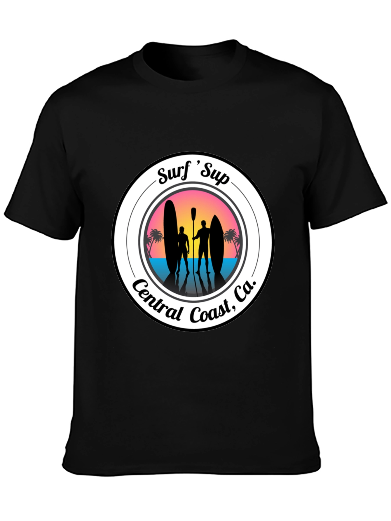 Surf Sup Central Coast CA Black T-Shirt