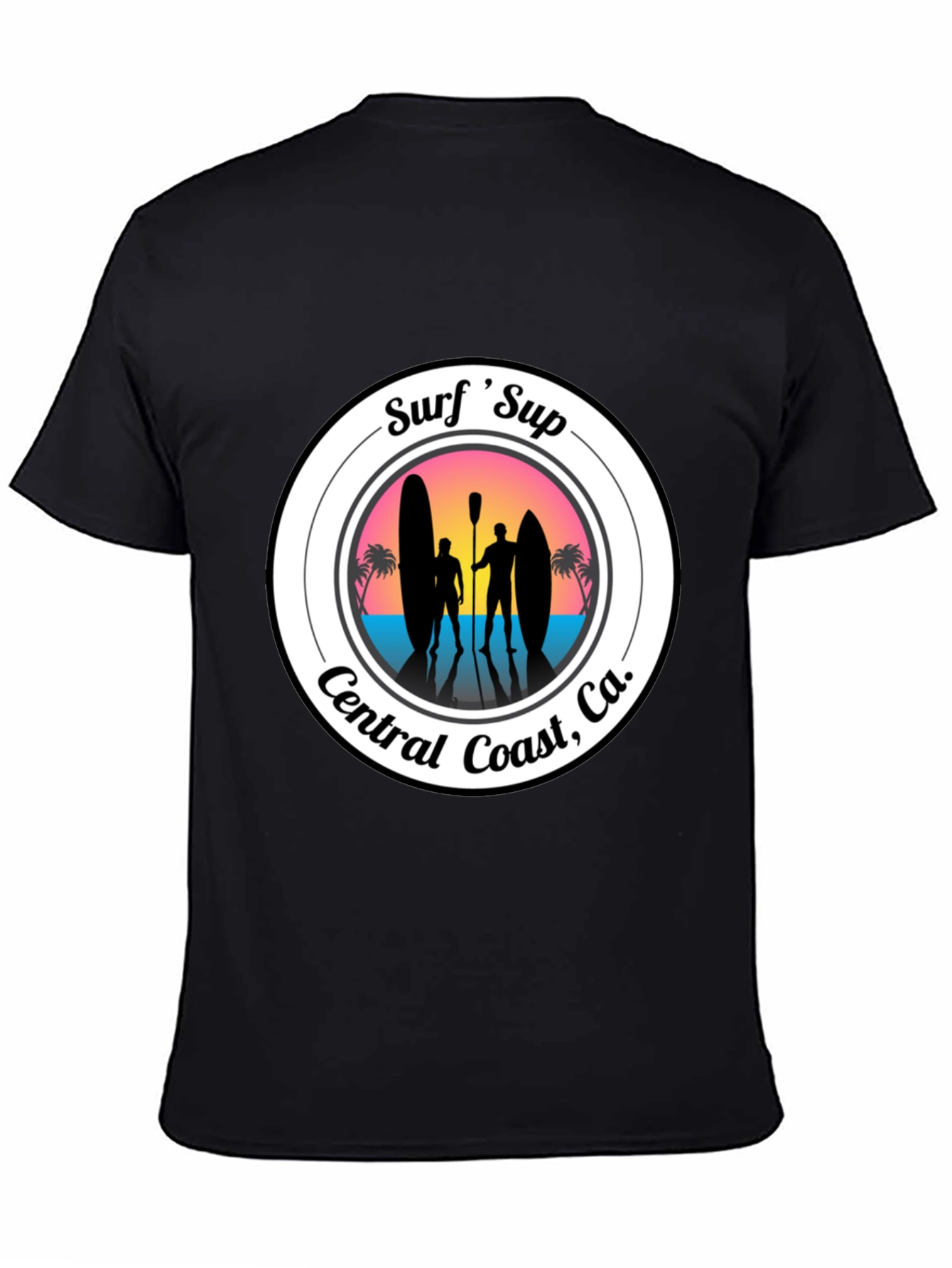 Surf Sup Central Coast CA Black T-Shirt