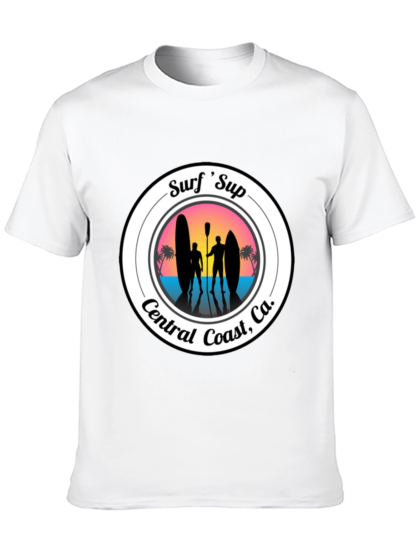Surf Sup Central Coast CA Black T-Shirt