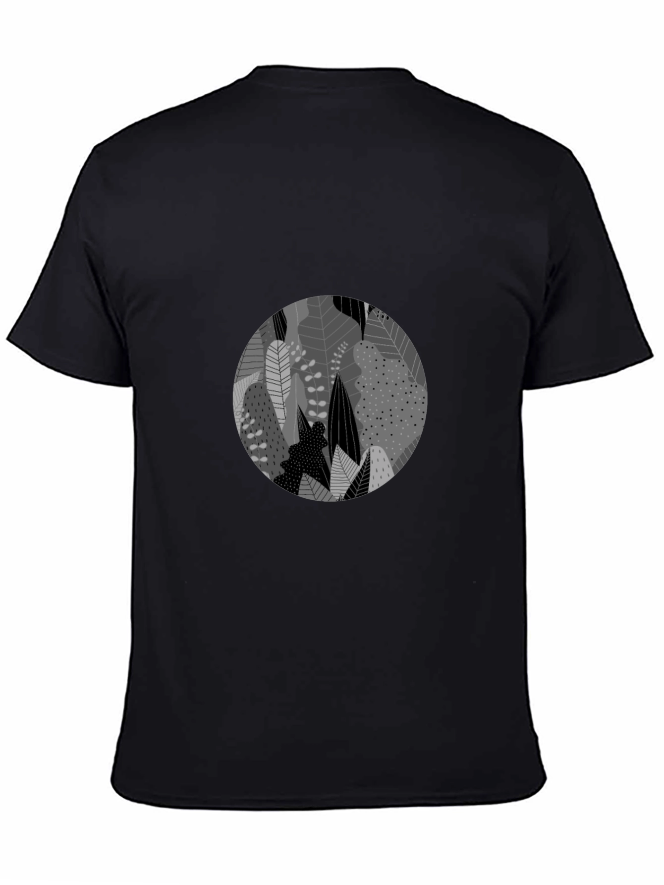Leaf Circle Graphic Black T-Shirt
