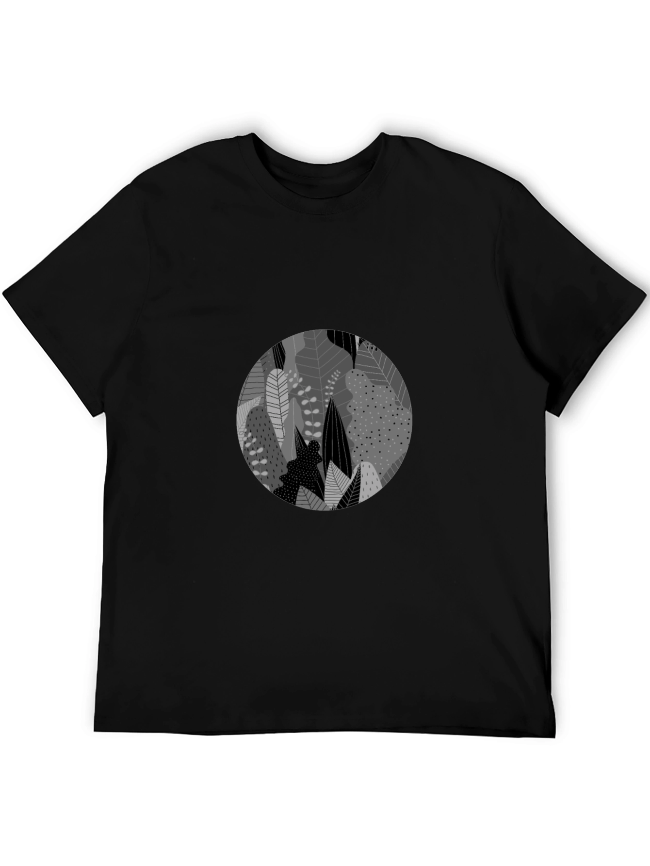 Leaf Circle Graphic Black T-Shirt