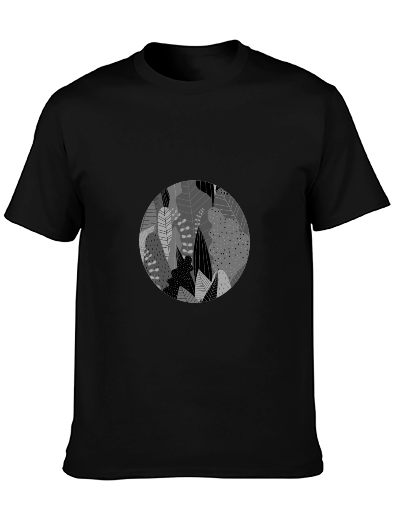 Leaf Circle Graphic Black T-Shirt