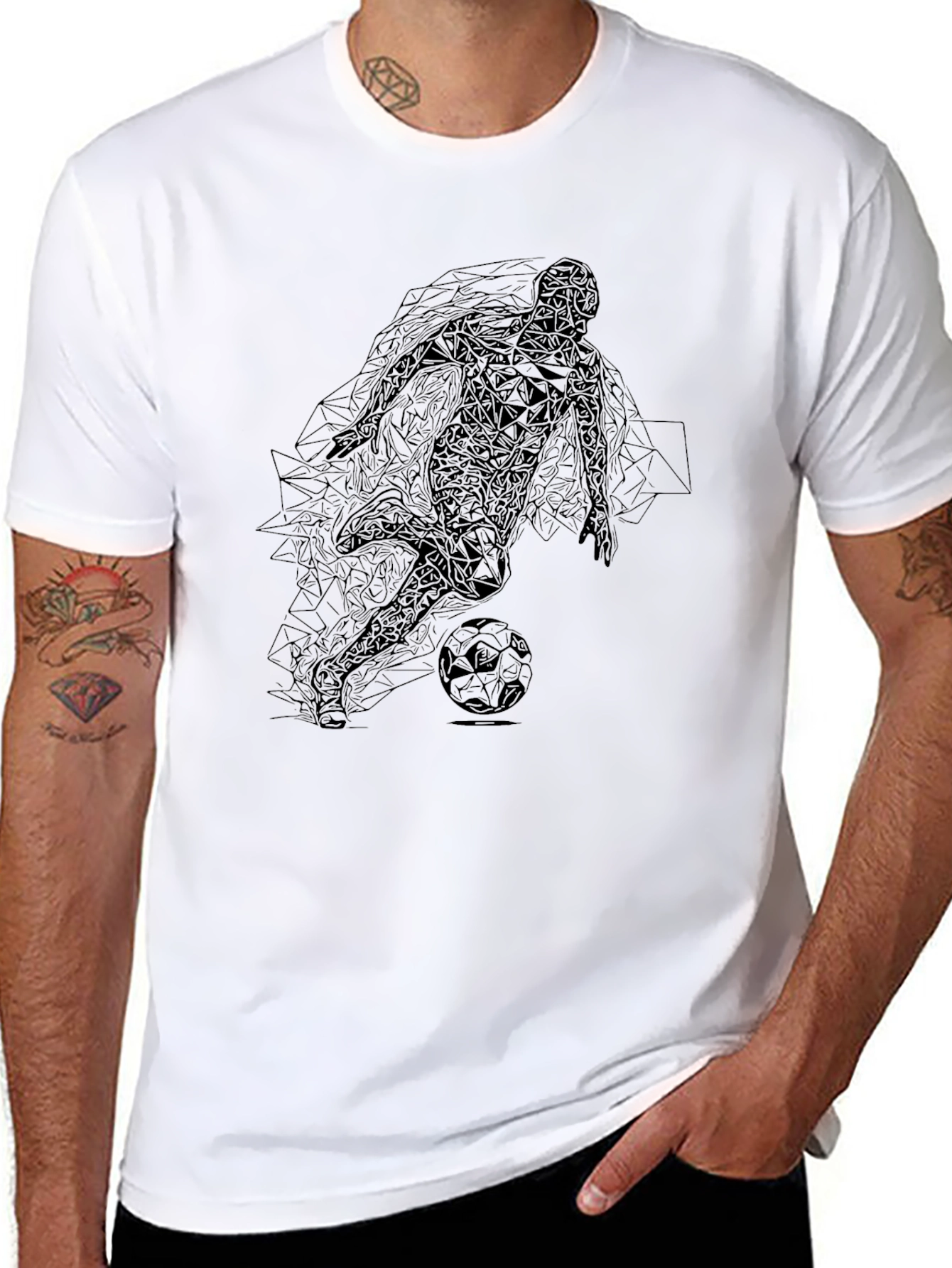Geometric Soccer Player Graphic T-Shirt