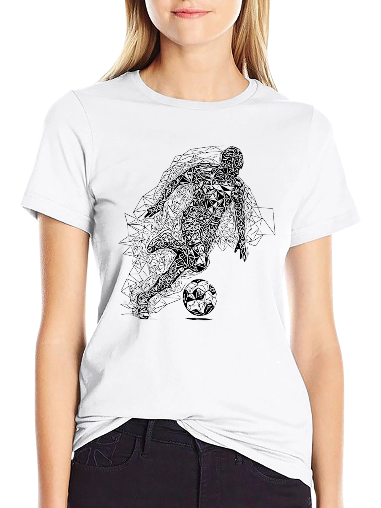 Geometric Soccer Player Graphic T-Shirt