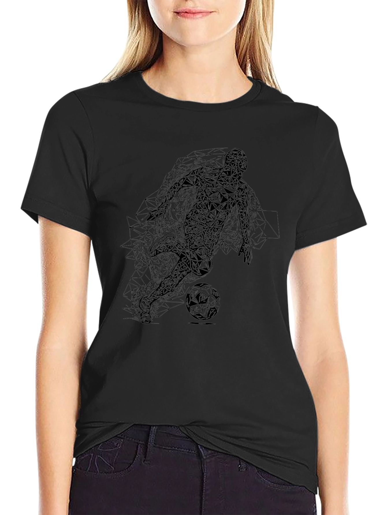 Geometric Soccer Player Graphic T-Shirt