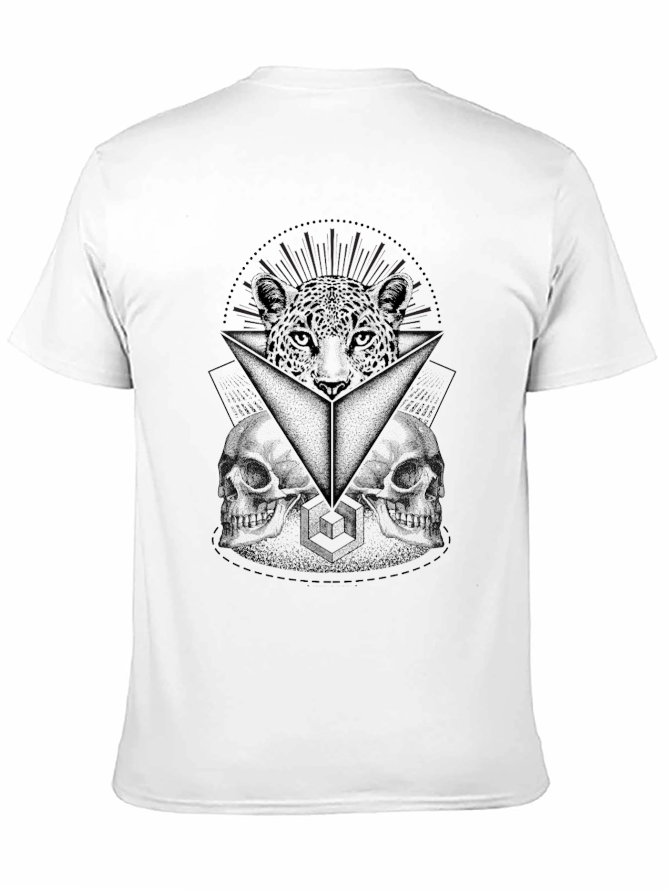 Graphic Print T-Shirt: Leopard & Skulls