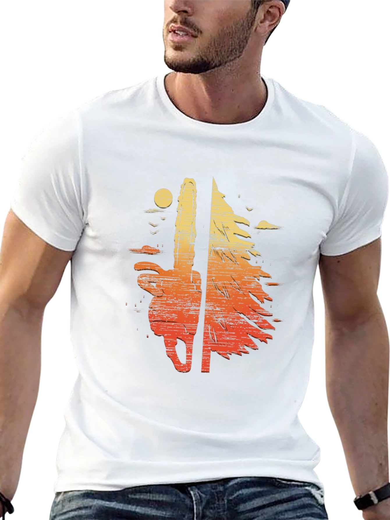 Chainsaw Sunset Graphic T-Shirt