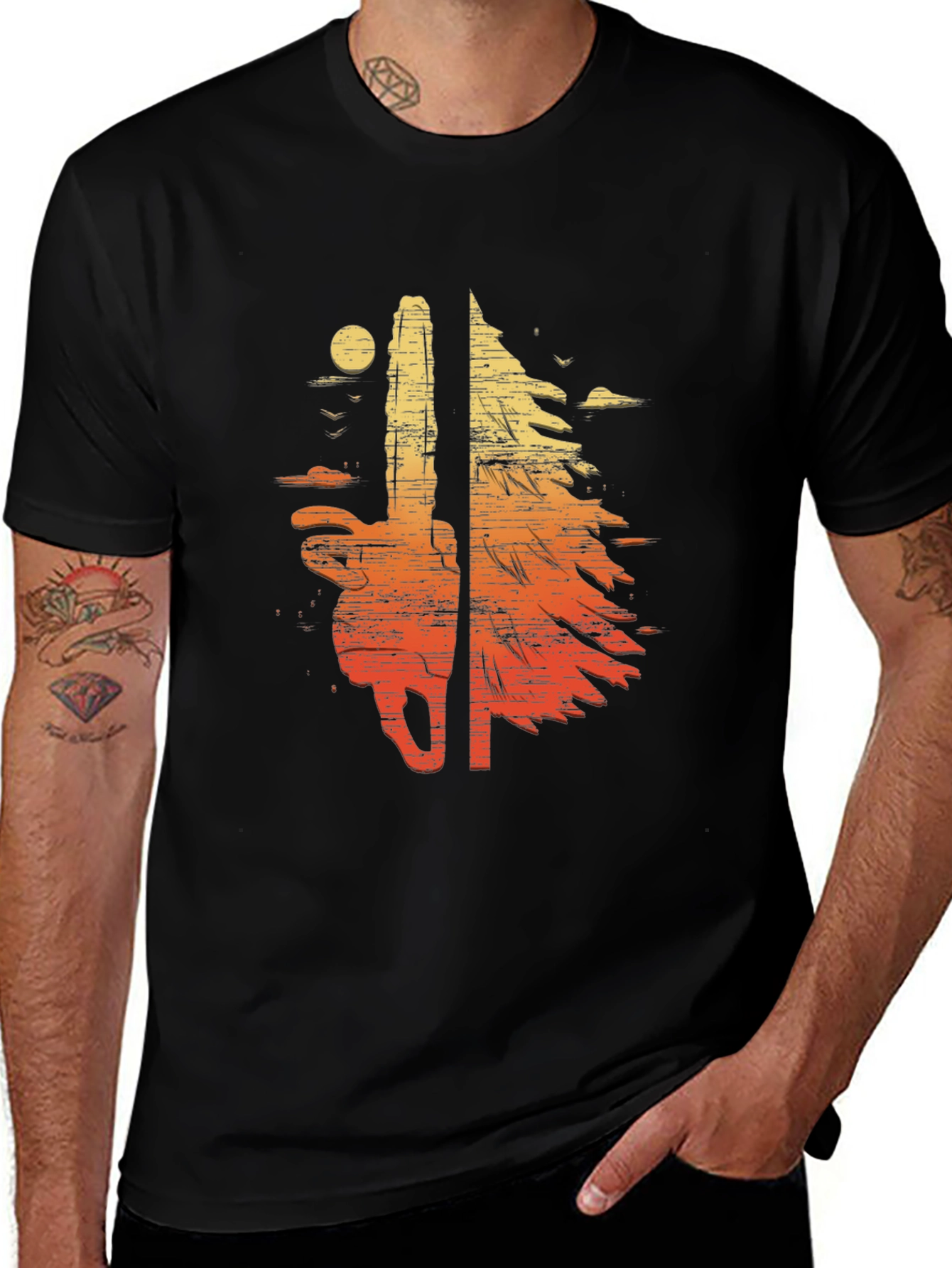 Chainsaw Sunset Graphic T-Shirt