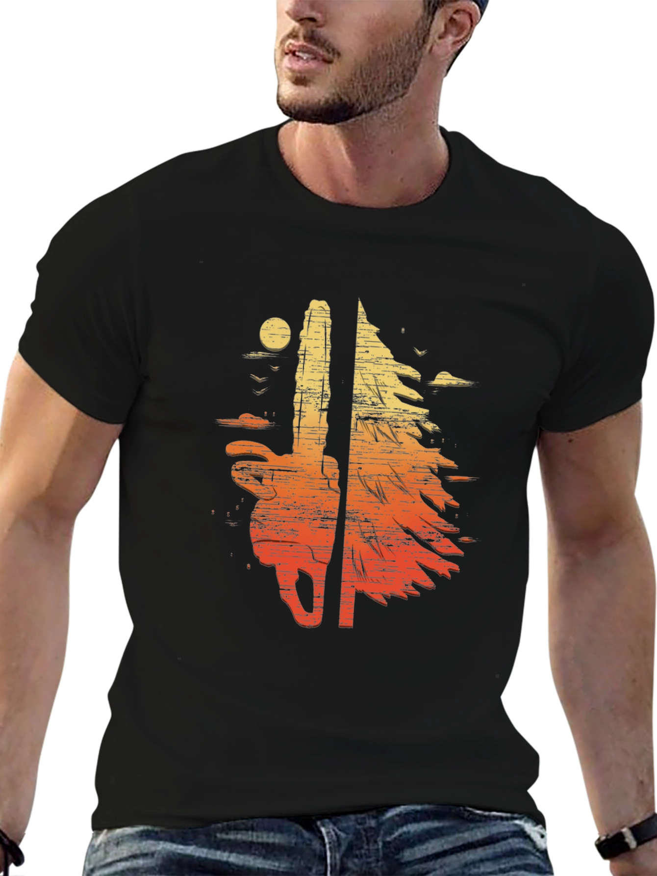 Chainsaw Sunset Graphic T-Shirt