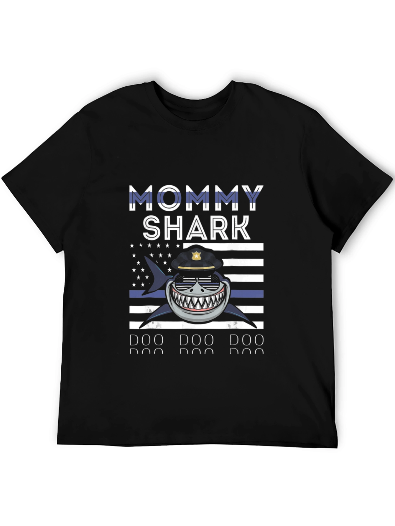 Mommy Shark Thin Blue Line Graphic Tee