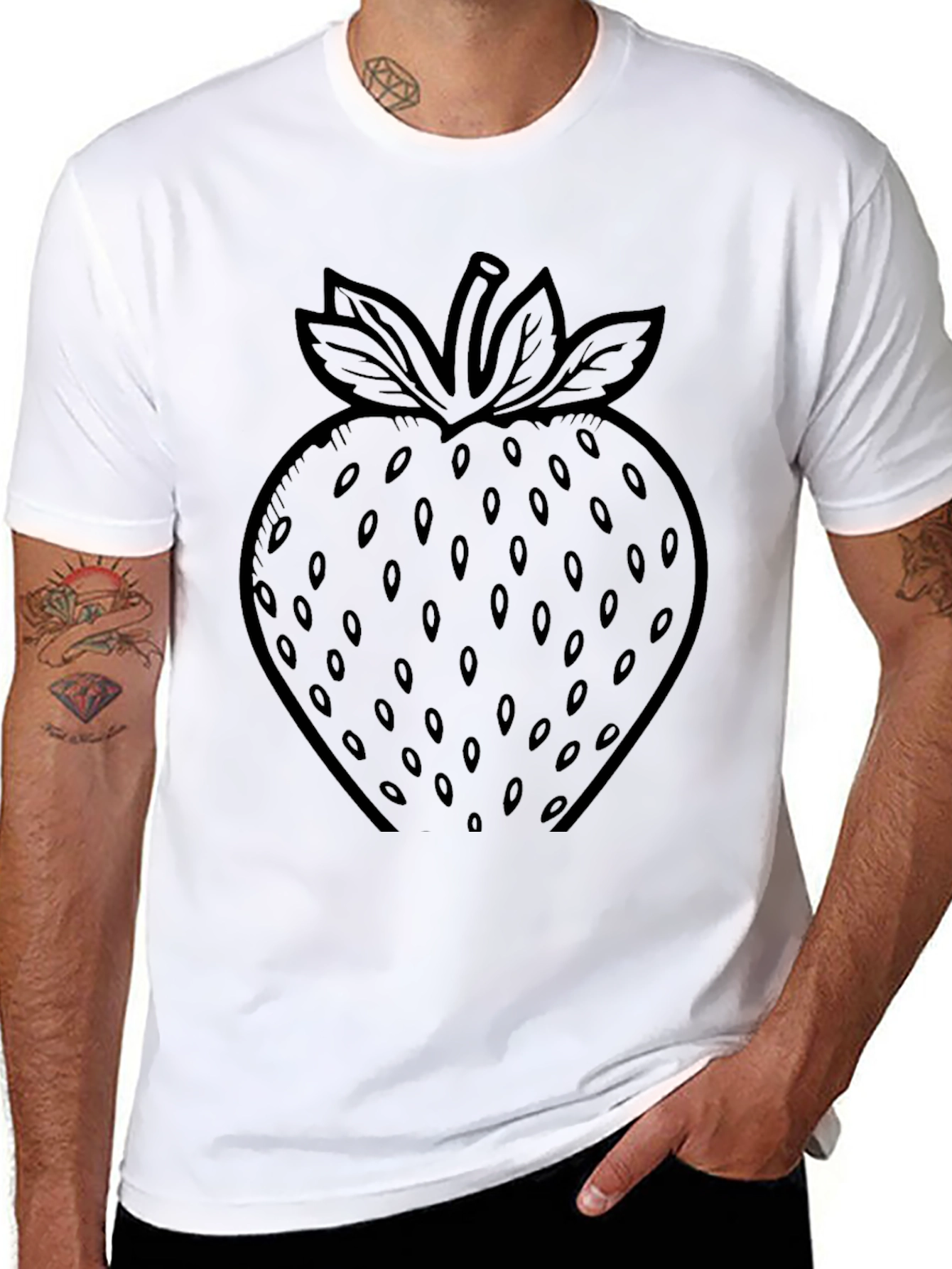 Strawberry Graphic Black T-Shirt