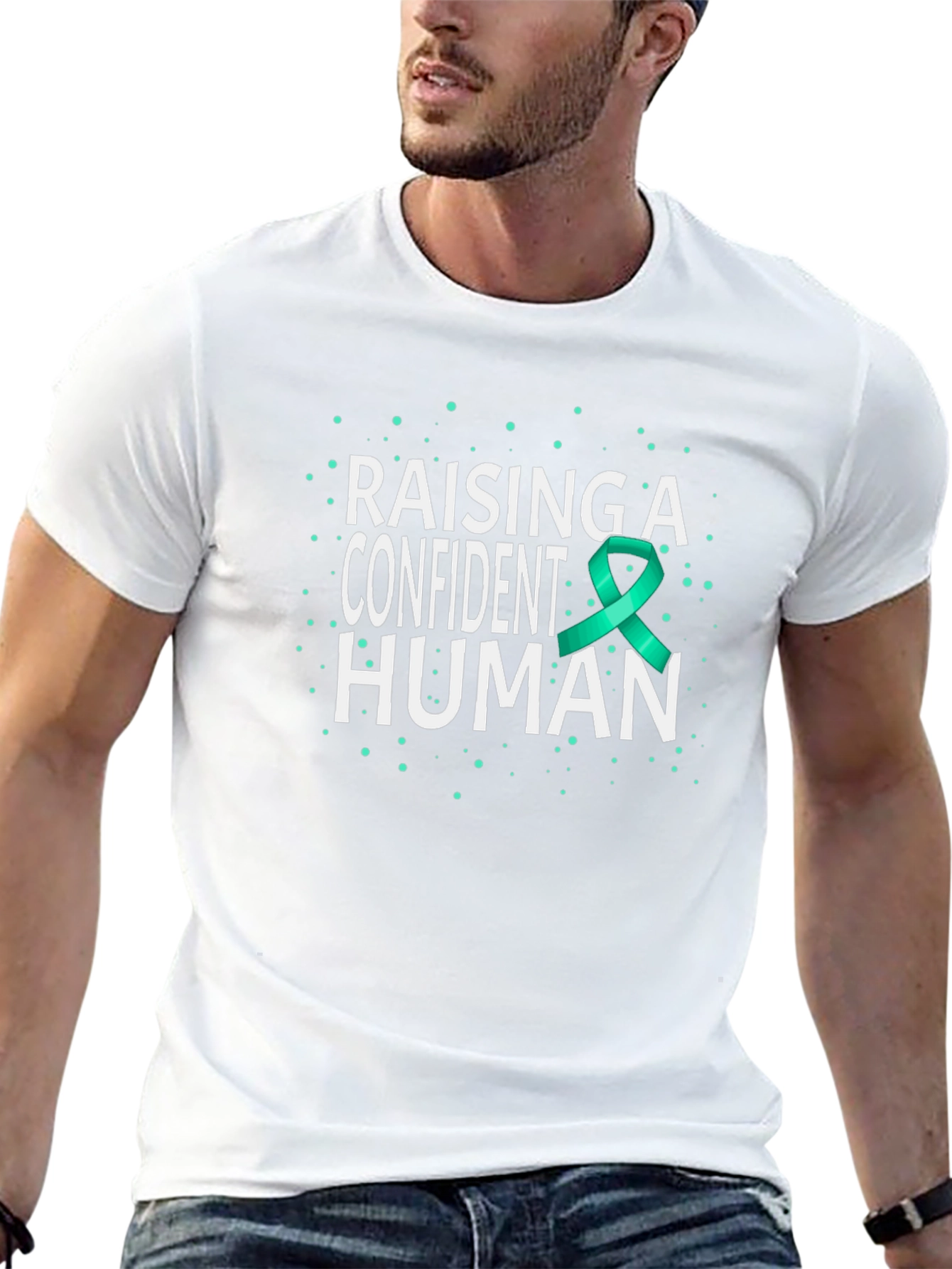 Raising a Confident Human Awareness Ribbon Graphic Tee
