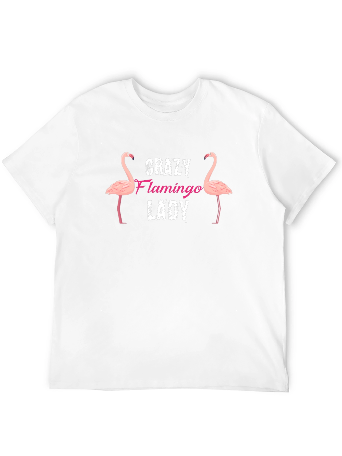 Crazy Flamingo Lady Black Graphic T-Shirt