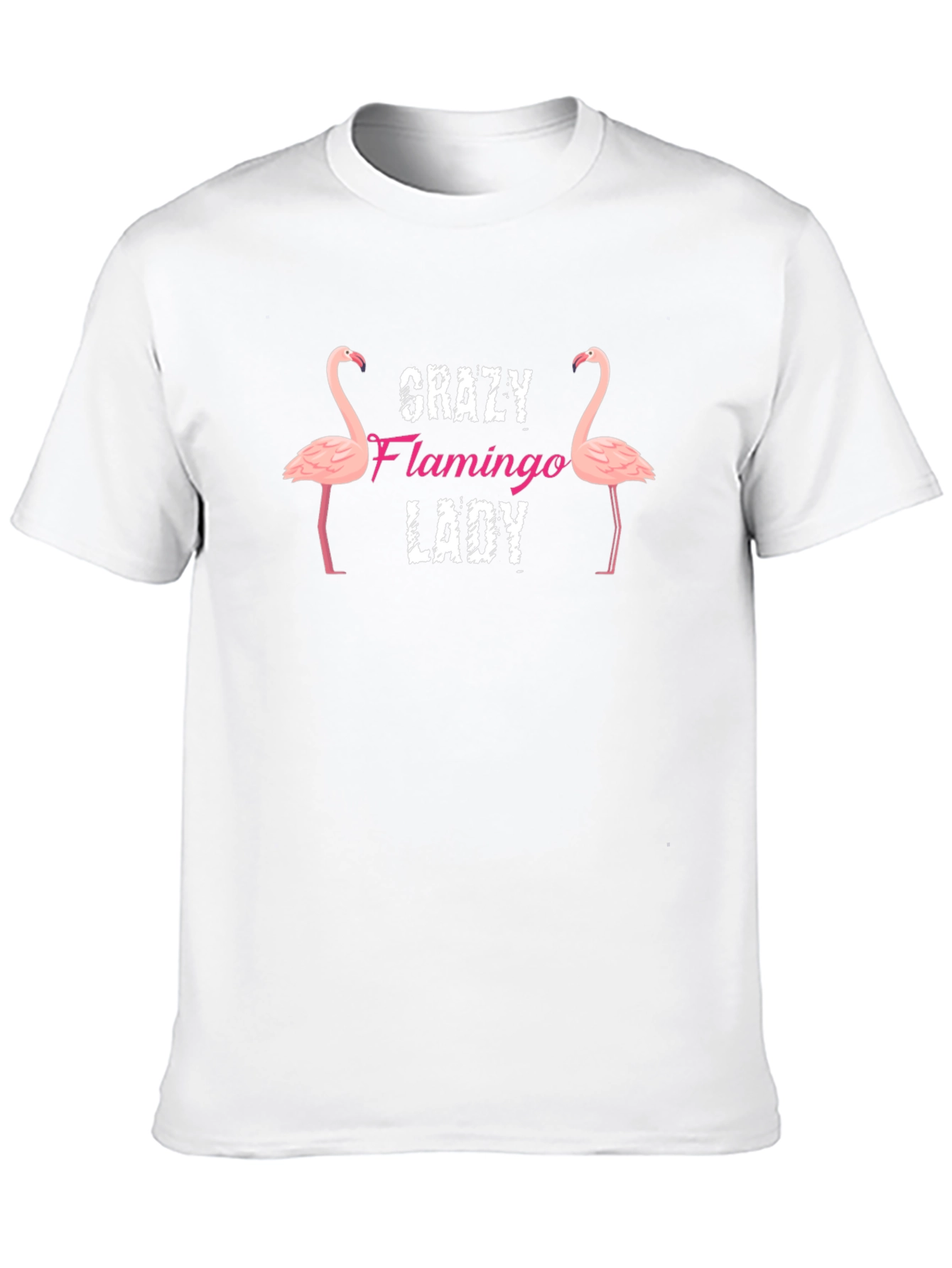 Crazy Flamingo Lady Black Graphic T-Shirt