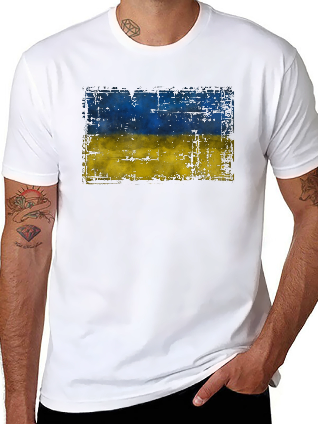 Ukraine Flag T-Shirt - Distressed Design