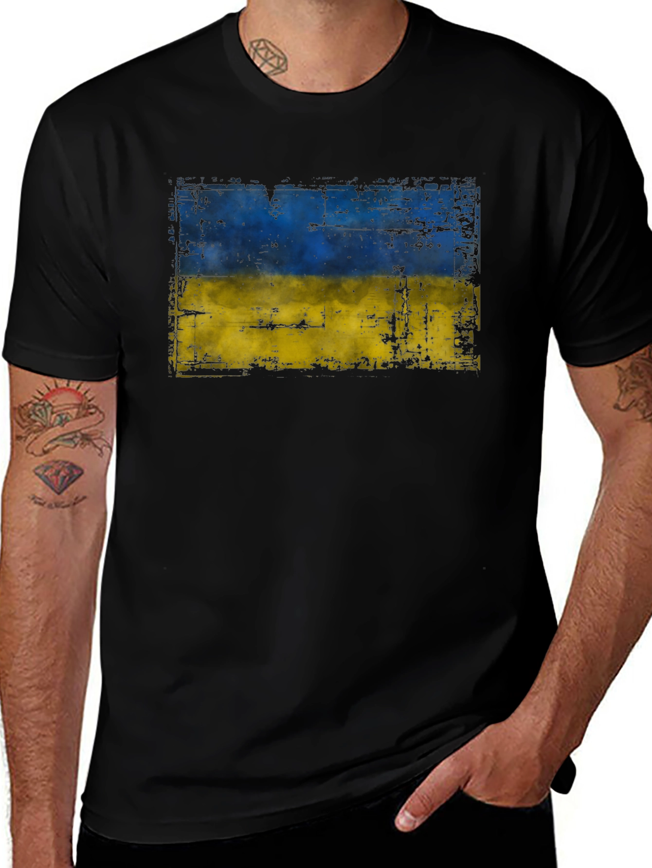 Ukraine Flag T-Shirt - Distressed Design