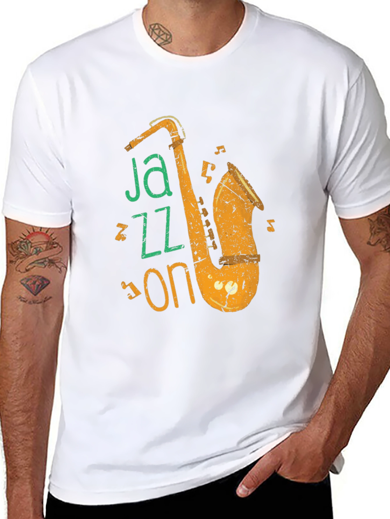 Jazz On Black Graphic Tee - Music Lover Shirt