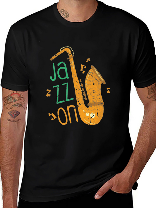 Jazz On Black Graphic Tee - Music Lover Shirt