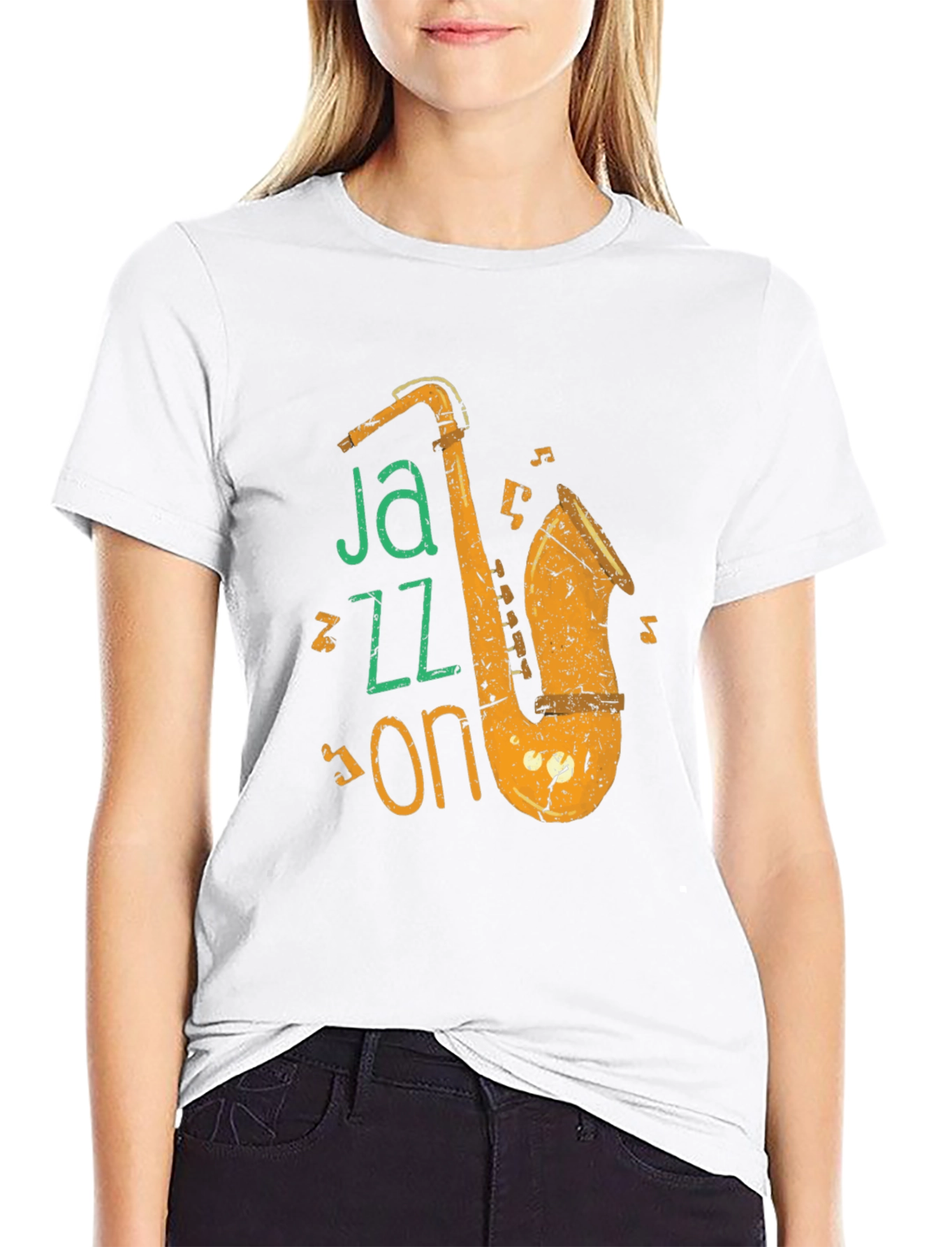 Jazz On Black Graphic Tee - Music Lover Shirt