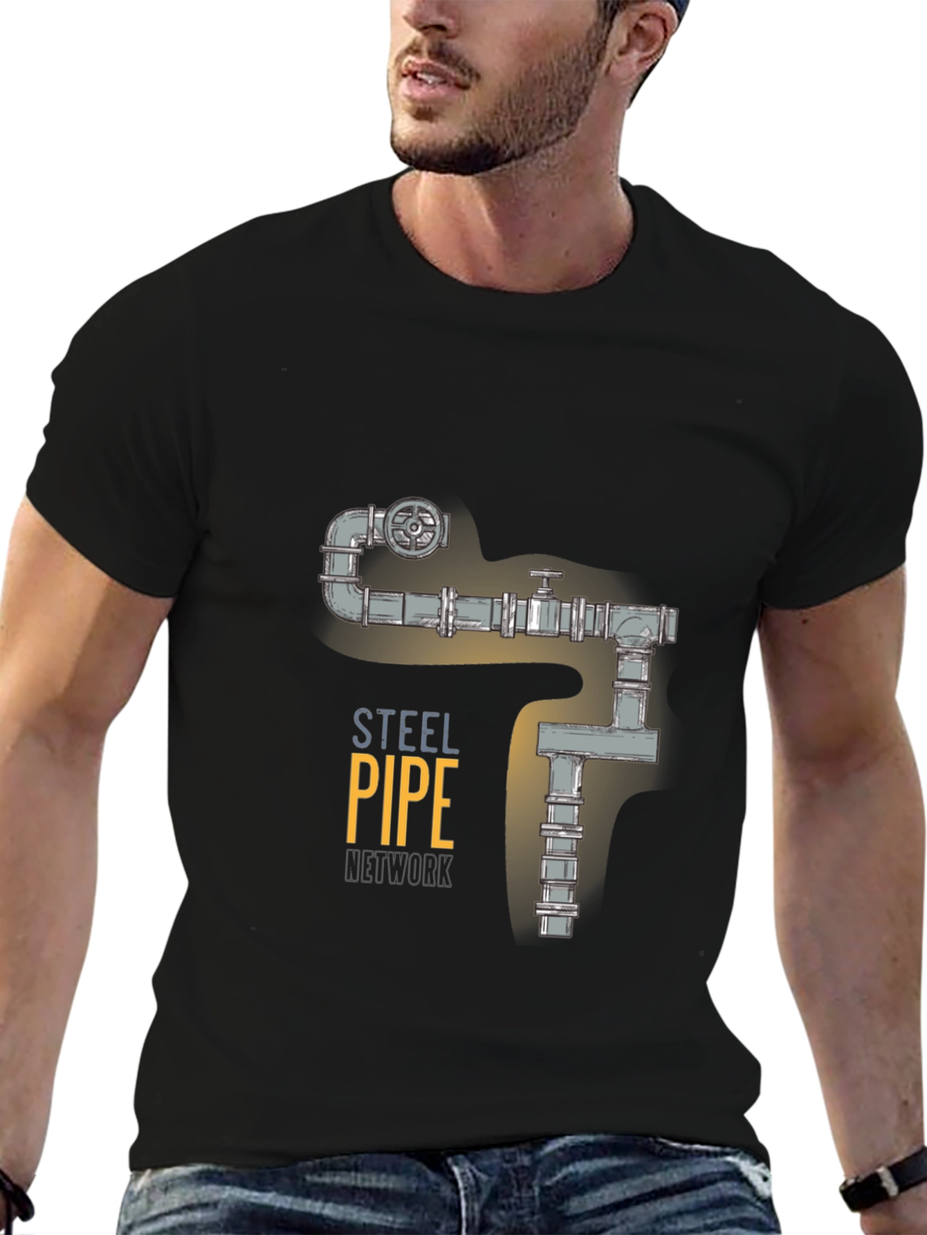 Steel Pipe Network Graphic Tee - Industrial Design