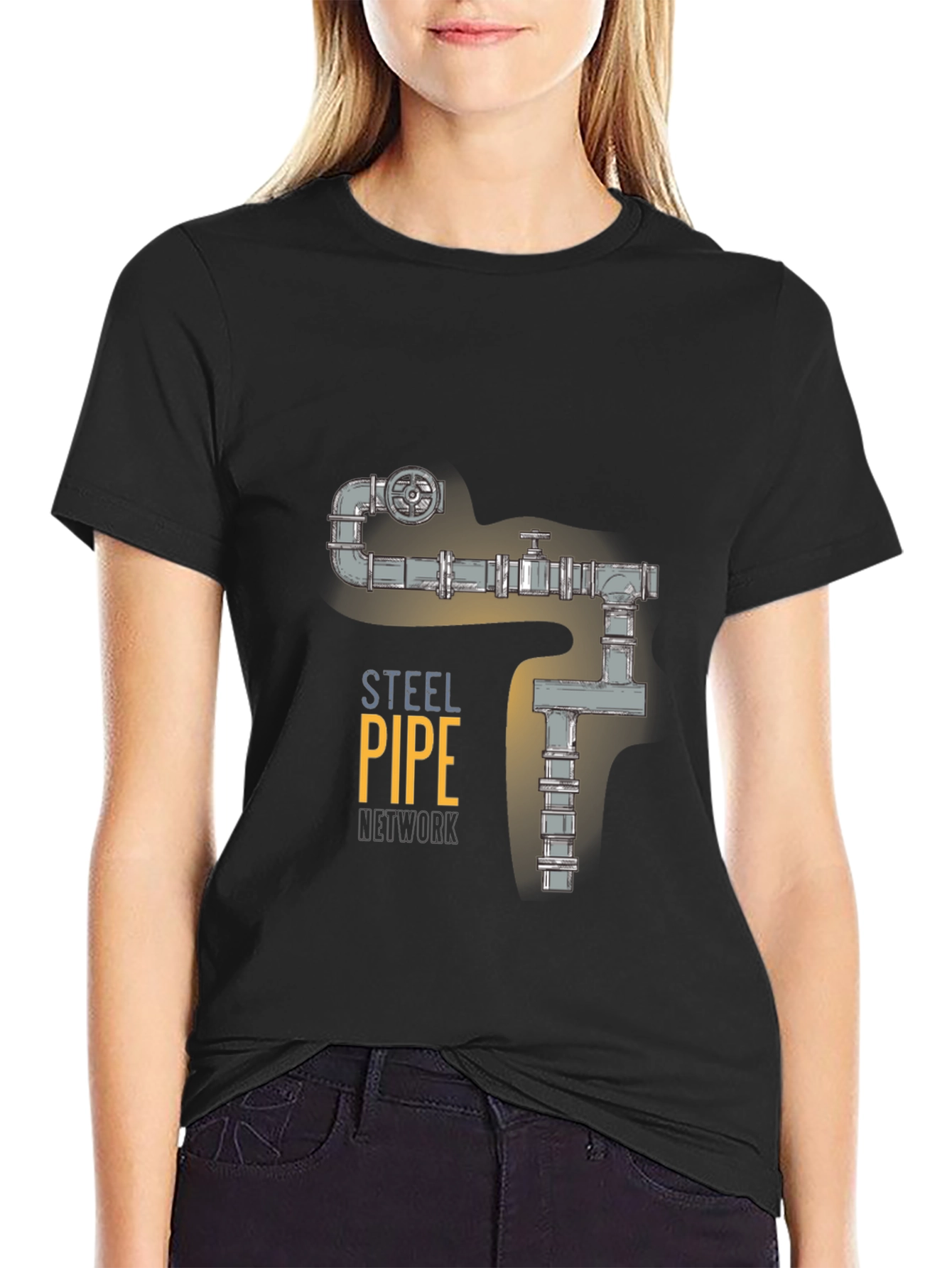 Steel Pipe Network Graphic Tee - Industrial Design