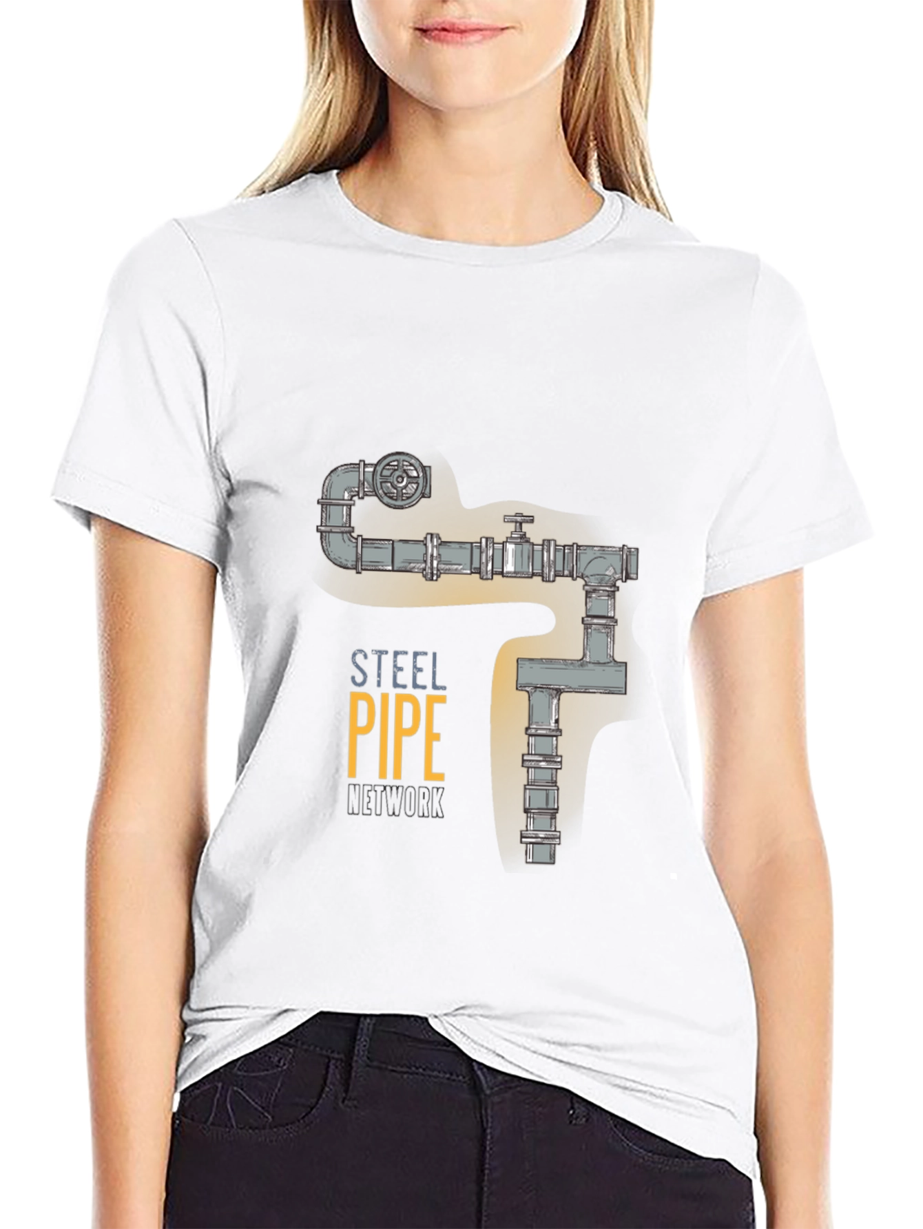 Steel Pipe Network Graphic Tee - Industrial Design